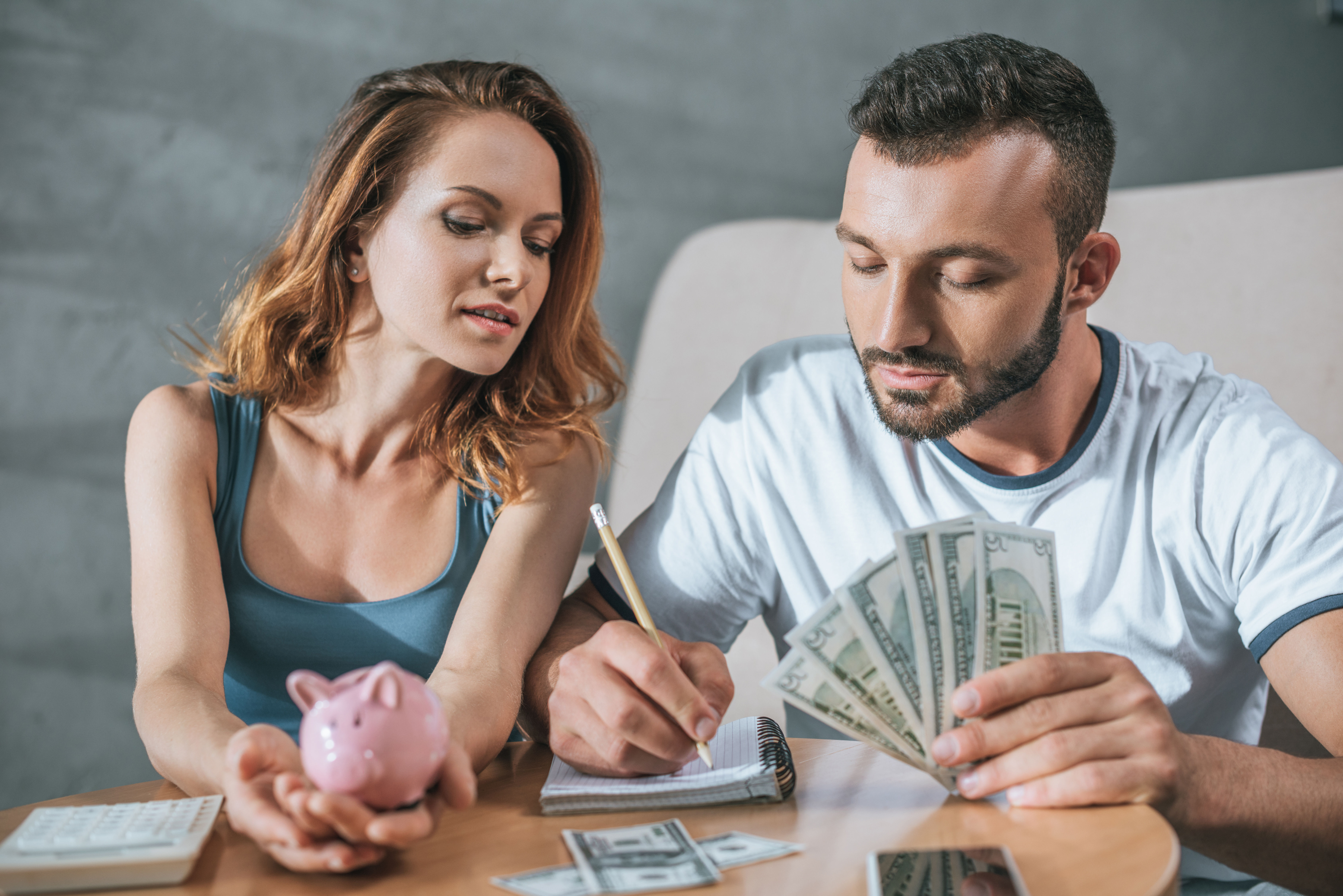 A couple planning their budget 