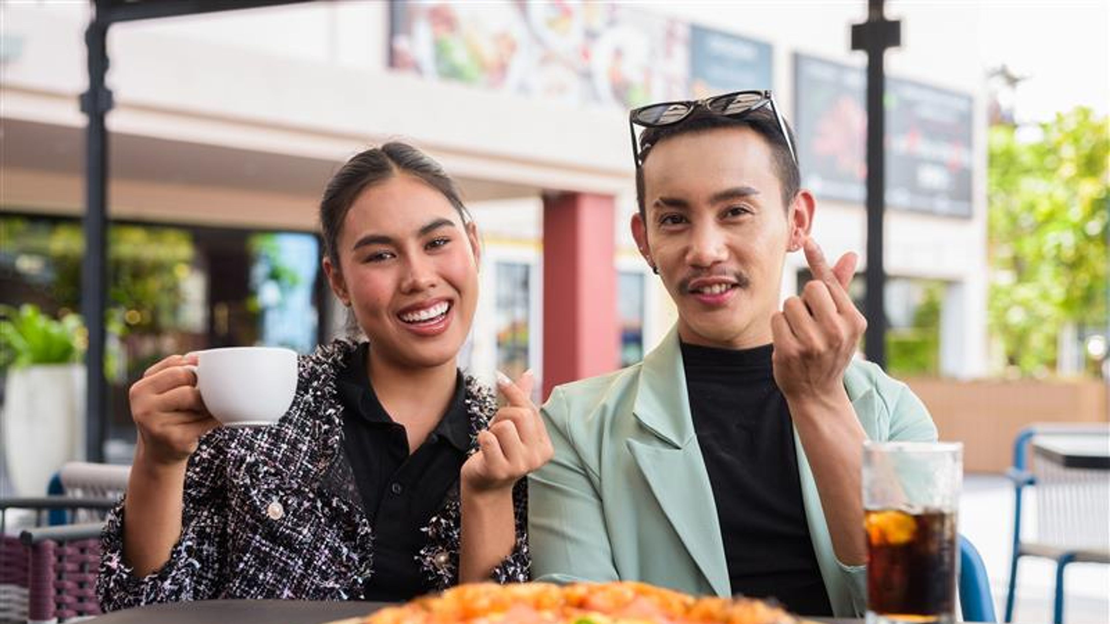A couple in a restaurant