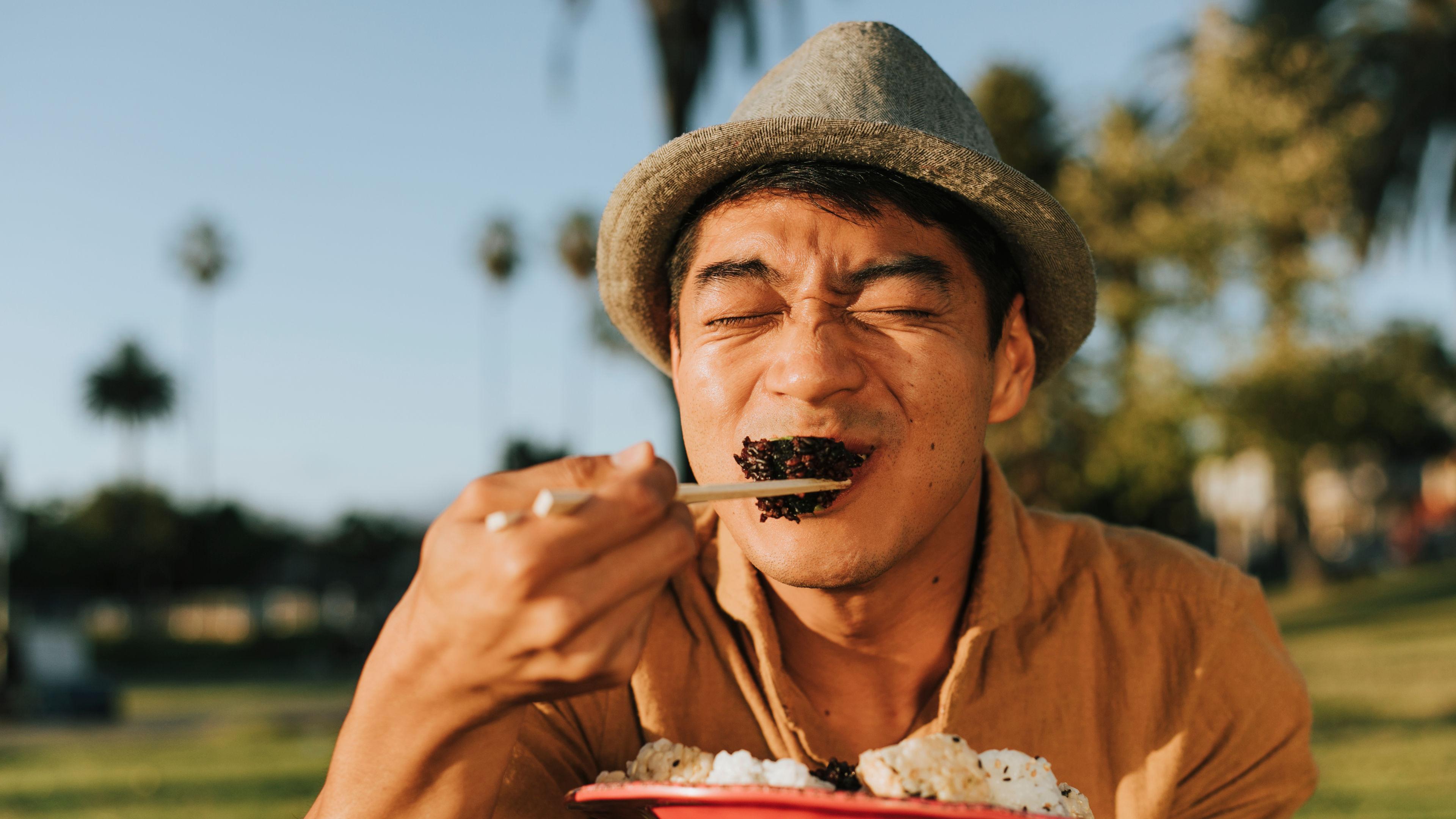 A man enjoying his food