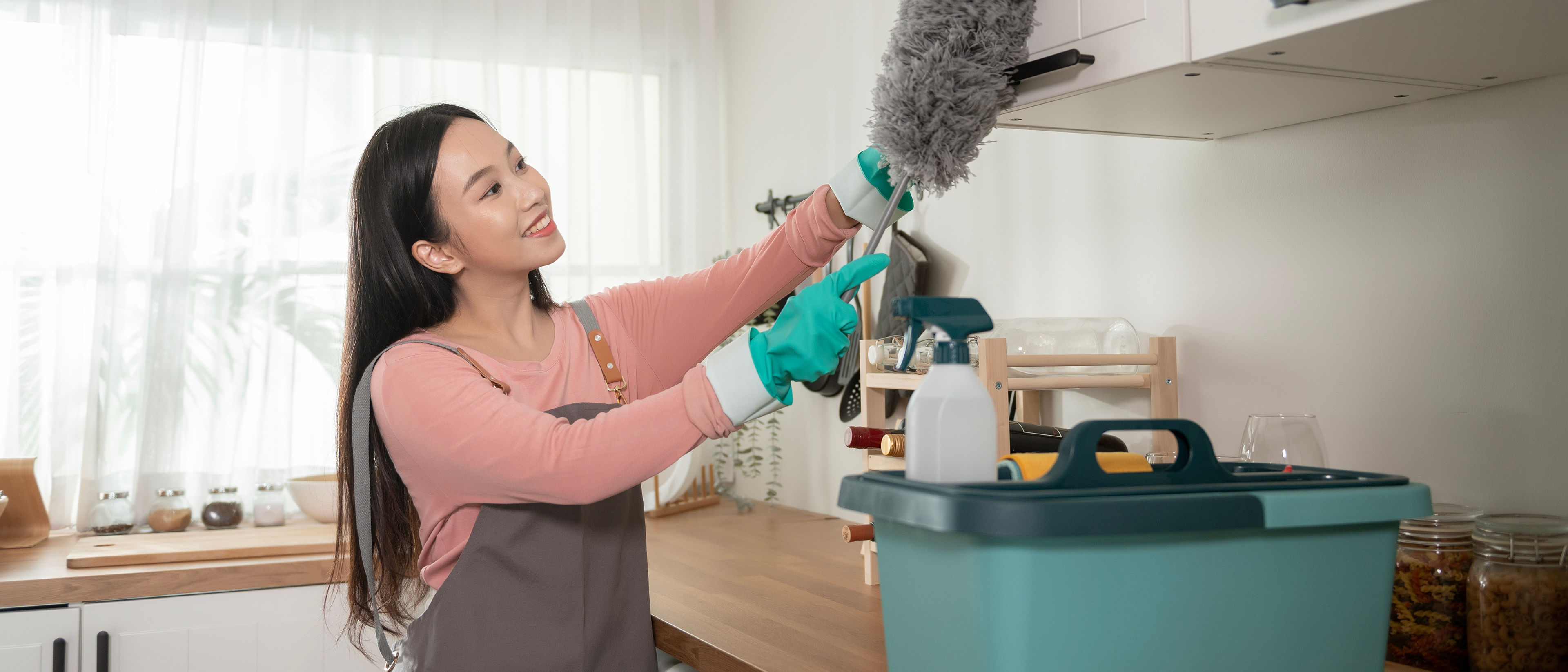 Woman cleaning house