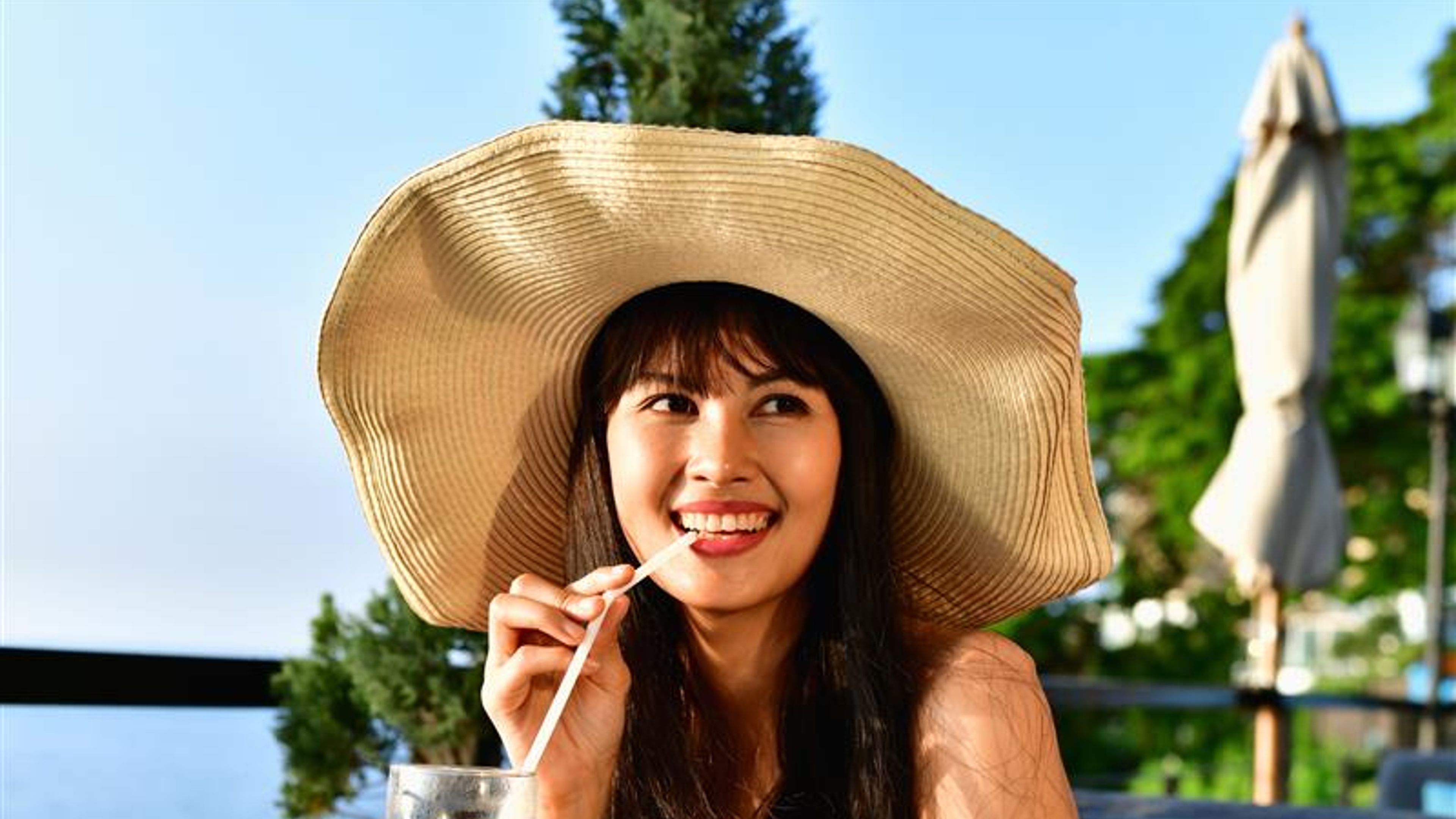 Woman drinking juice