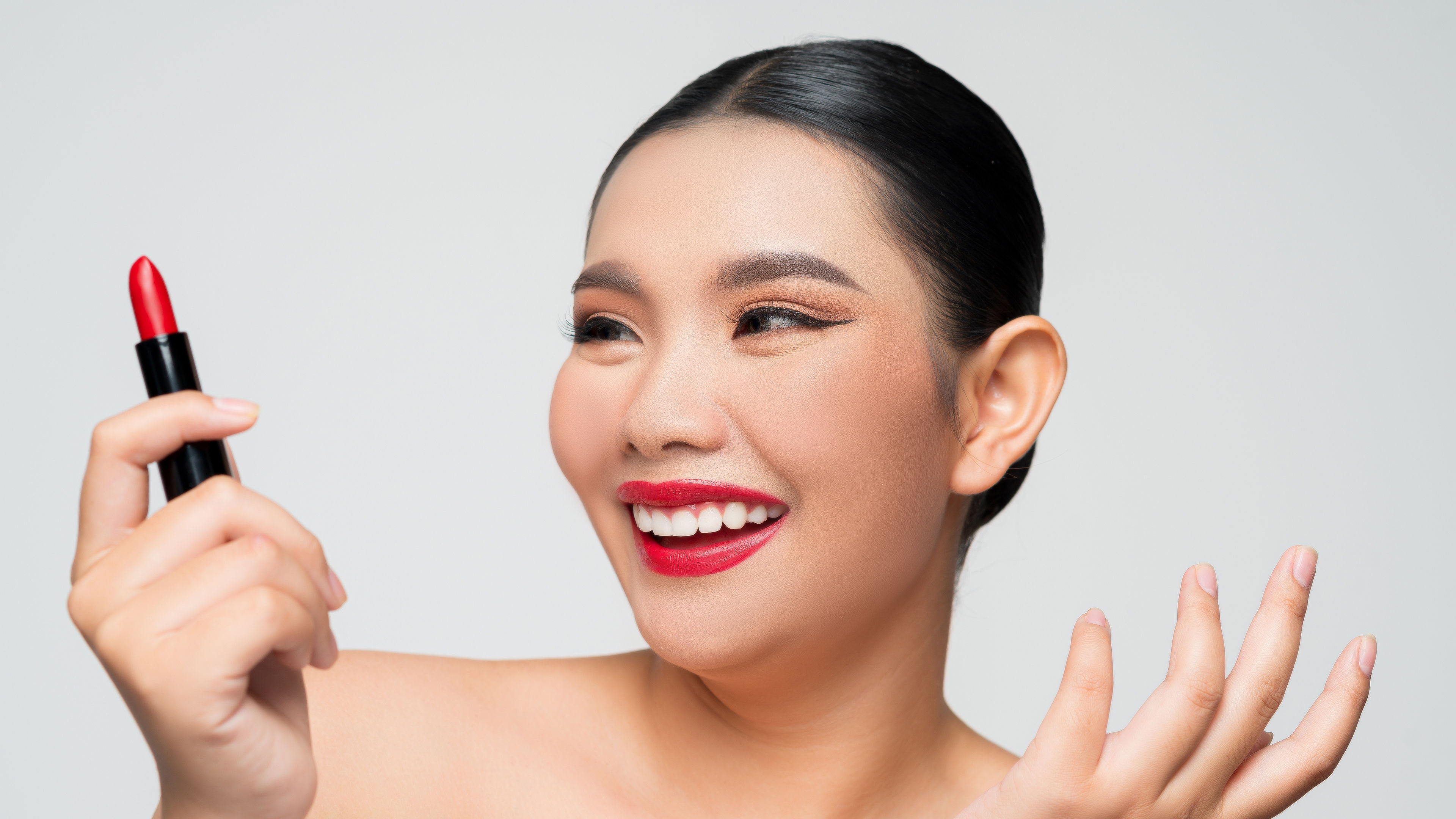 Woman with lipstick