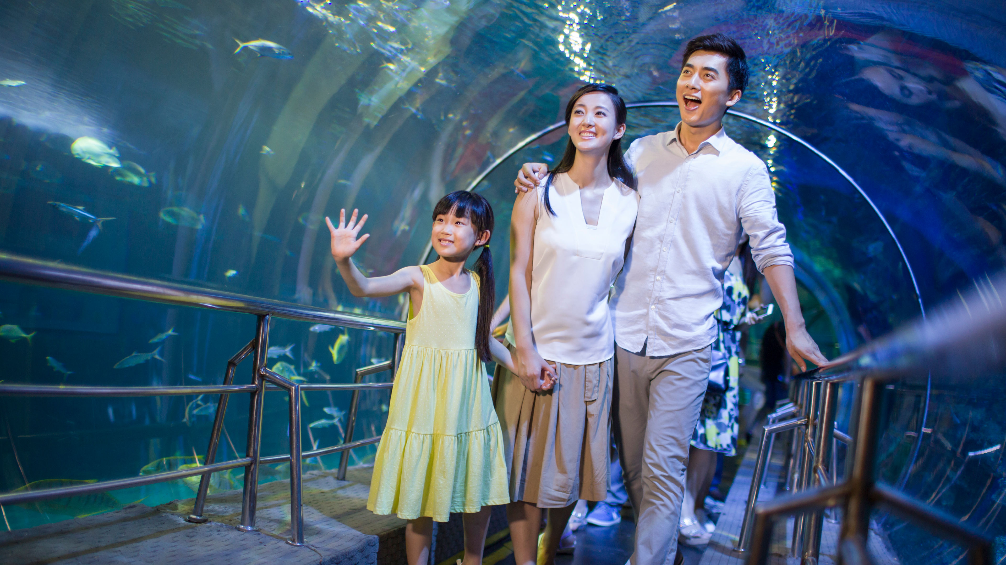 Young Family in Aquarium