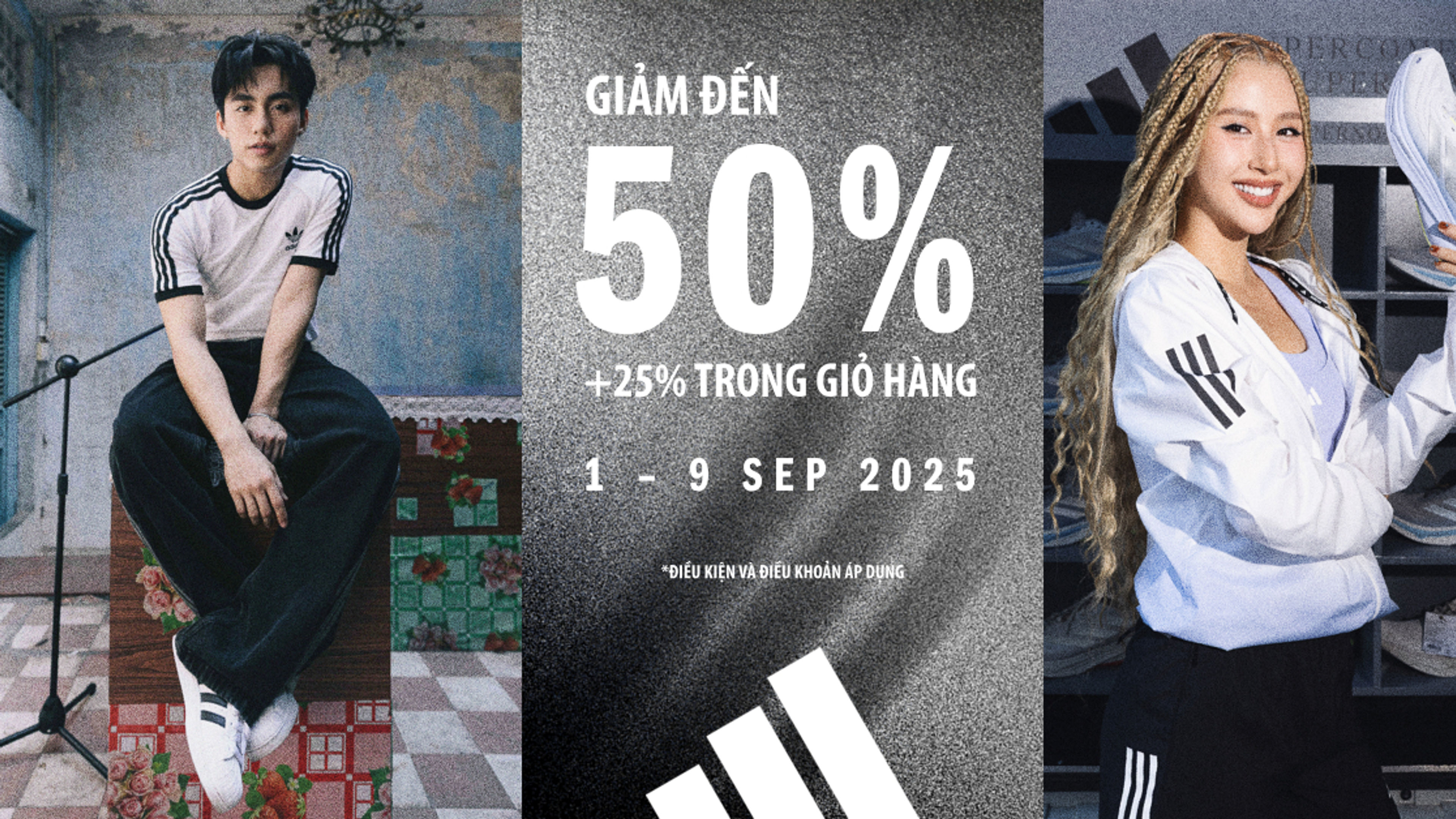 Adidas 50% OFF sale banner