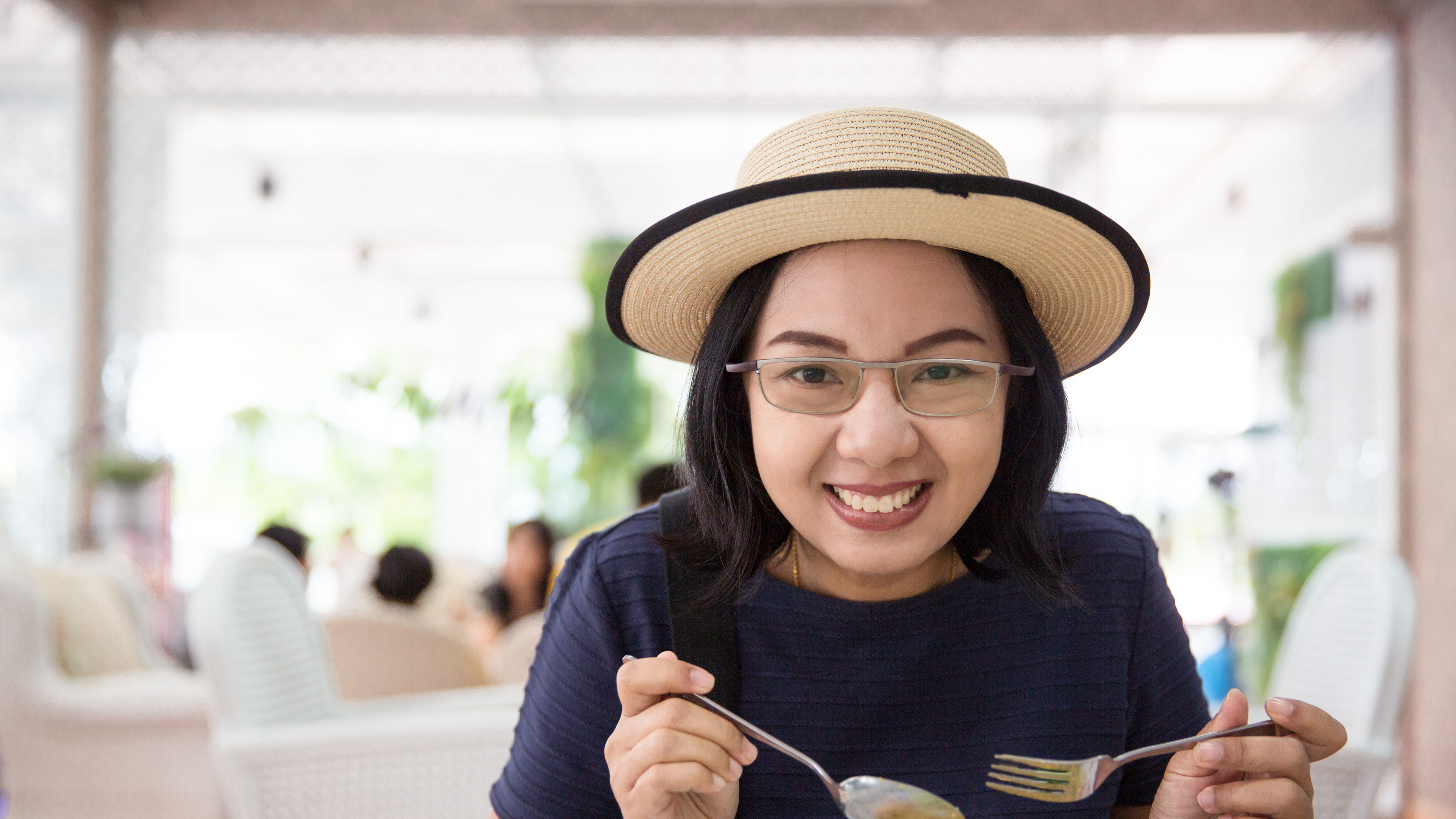 A woman eating 