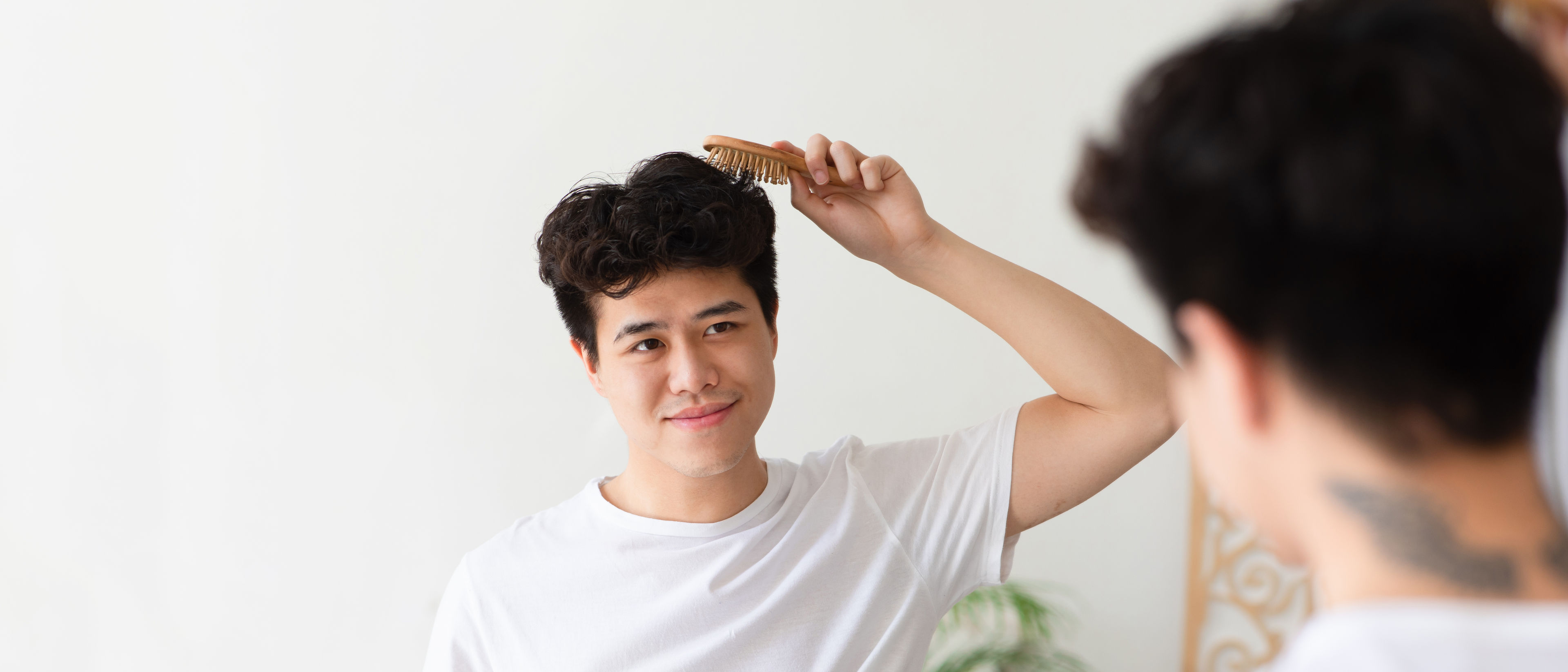 Man doing hair care routine