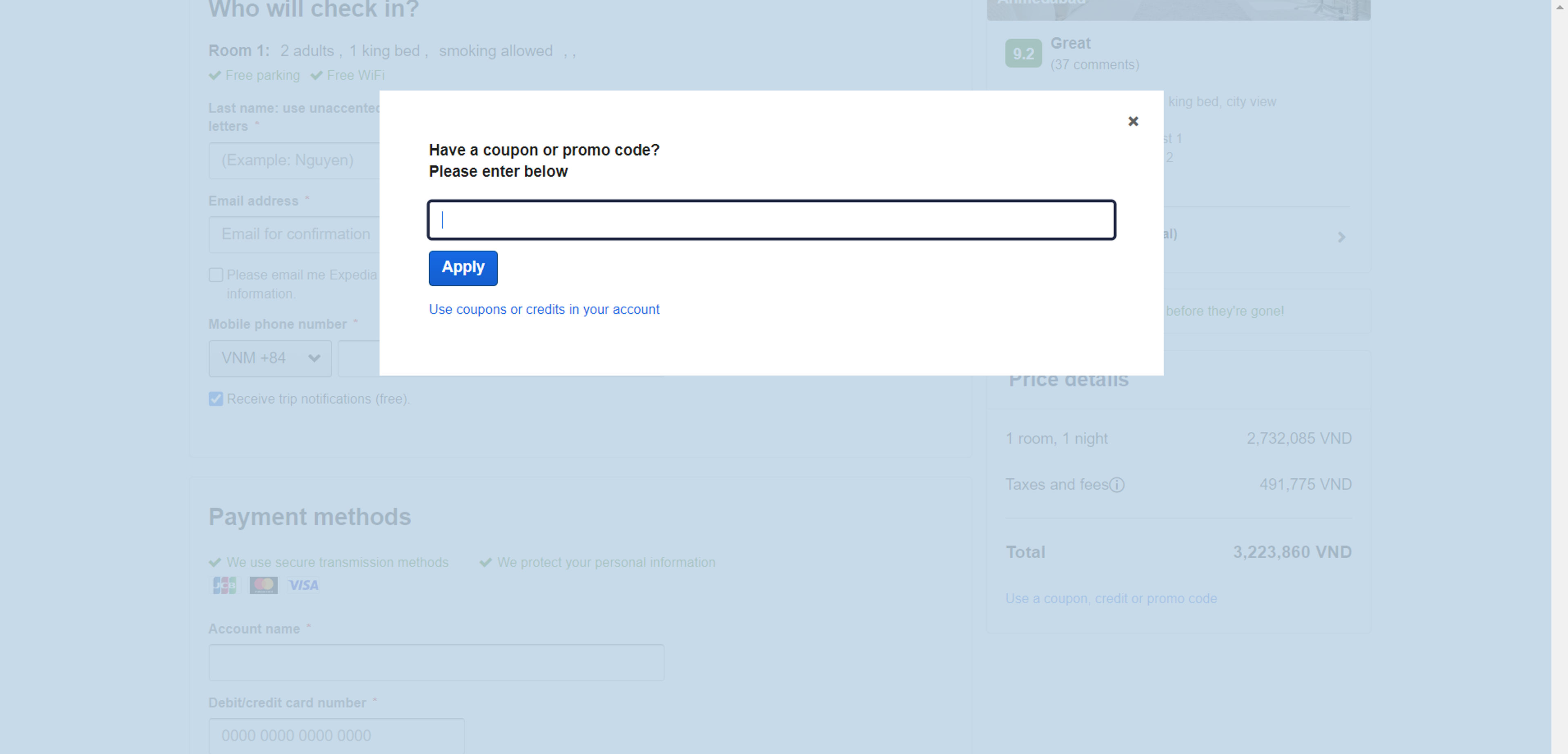 Cách sử dụng phiếu giảm giá cho Expedia