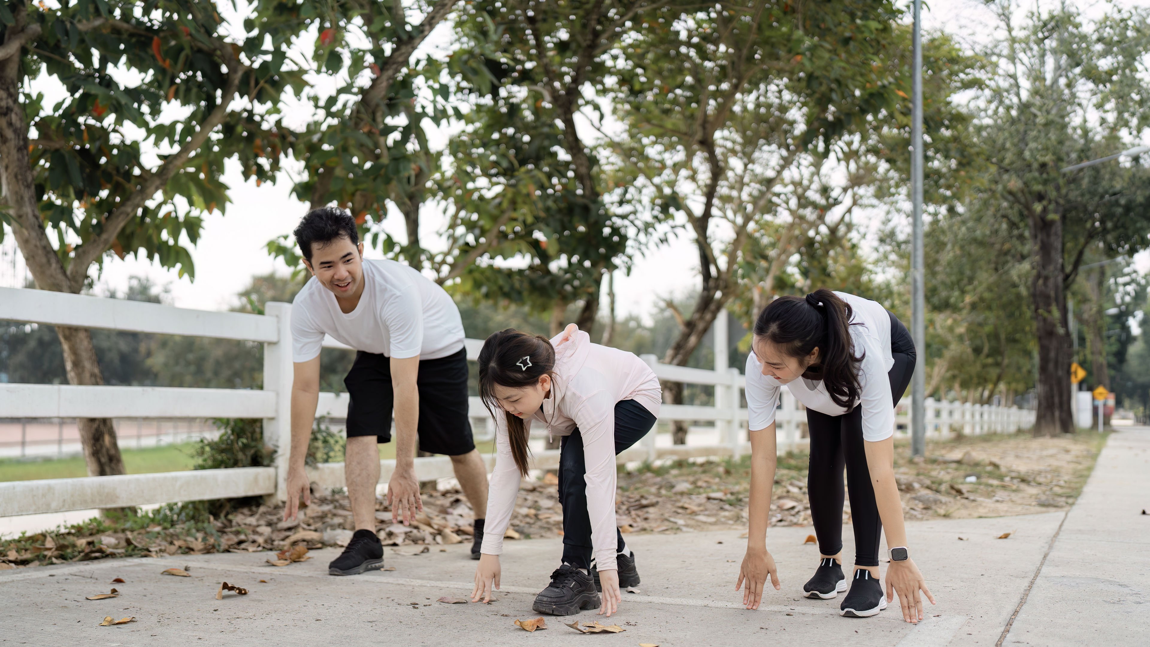 A family doing an exercise together