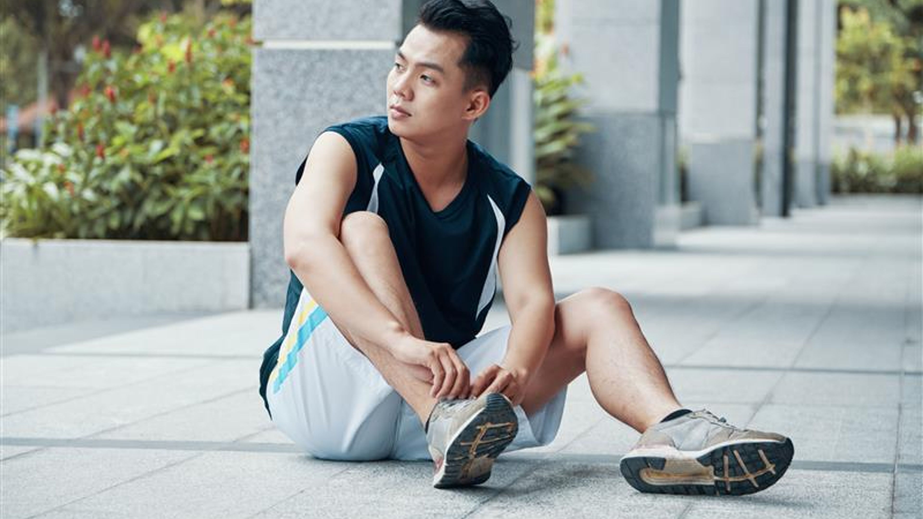 A man preparing for movement under open skies
