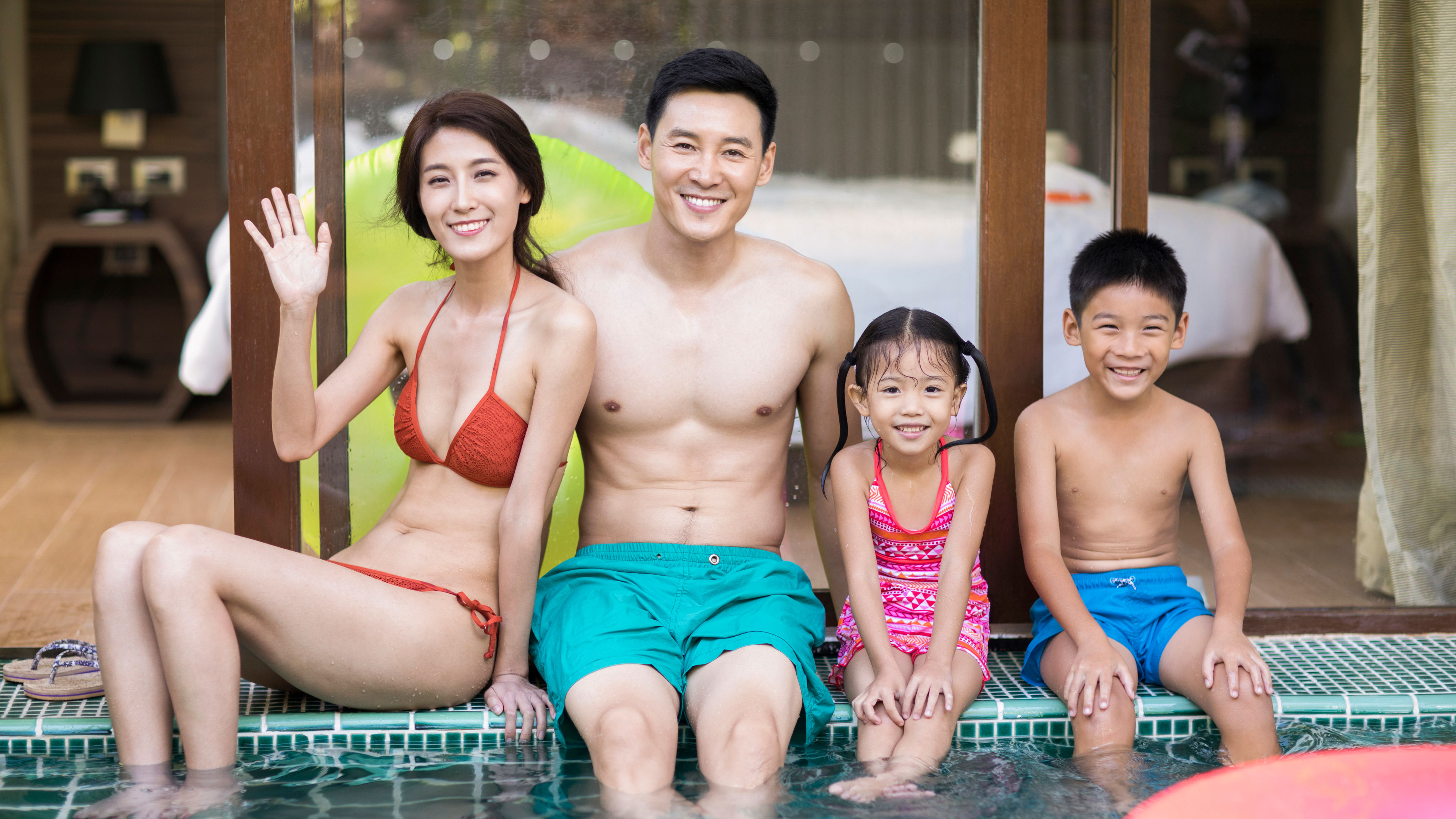 Family in hotel