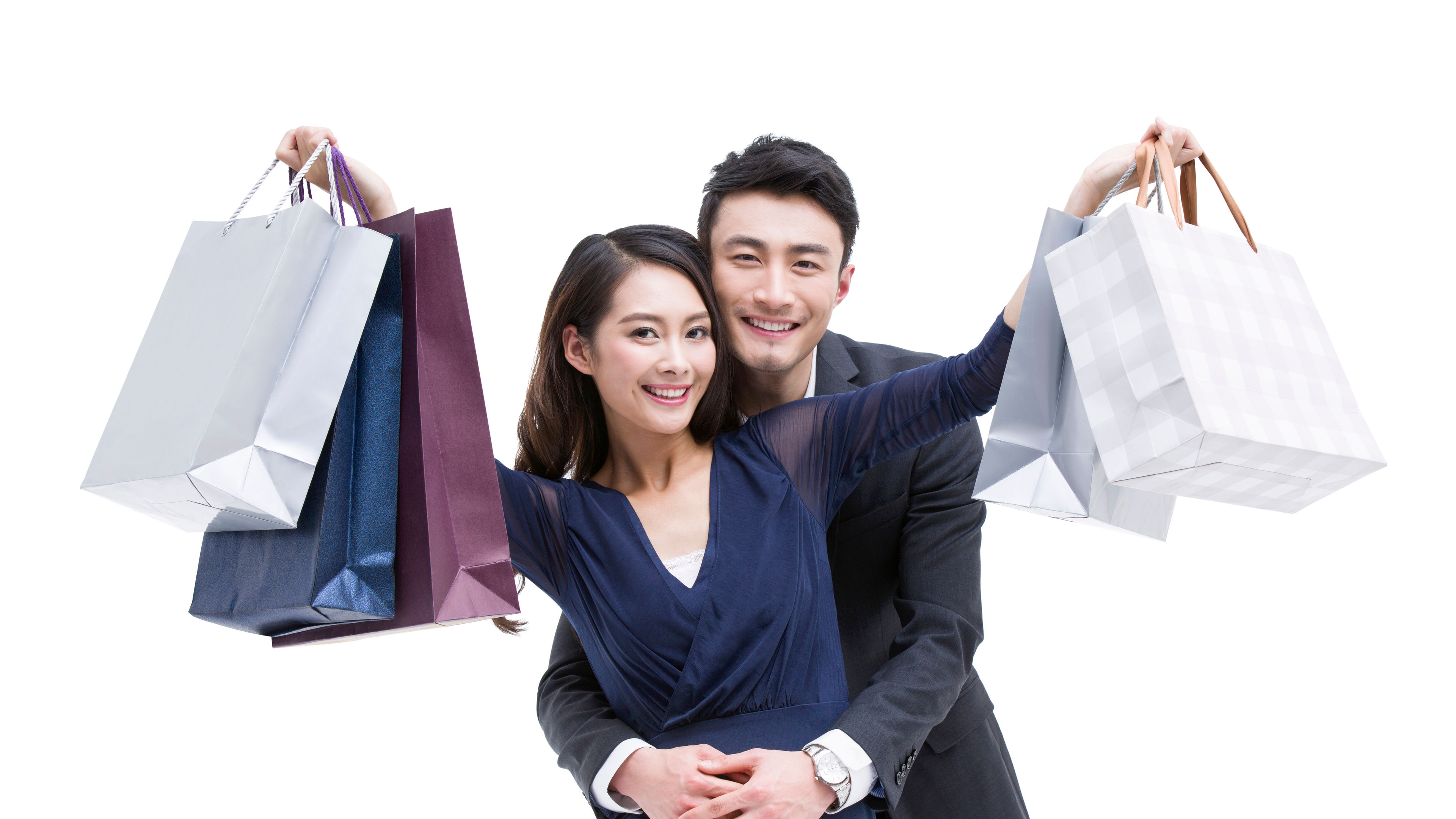 Happy couple with shopping bags