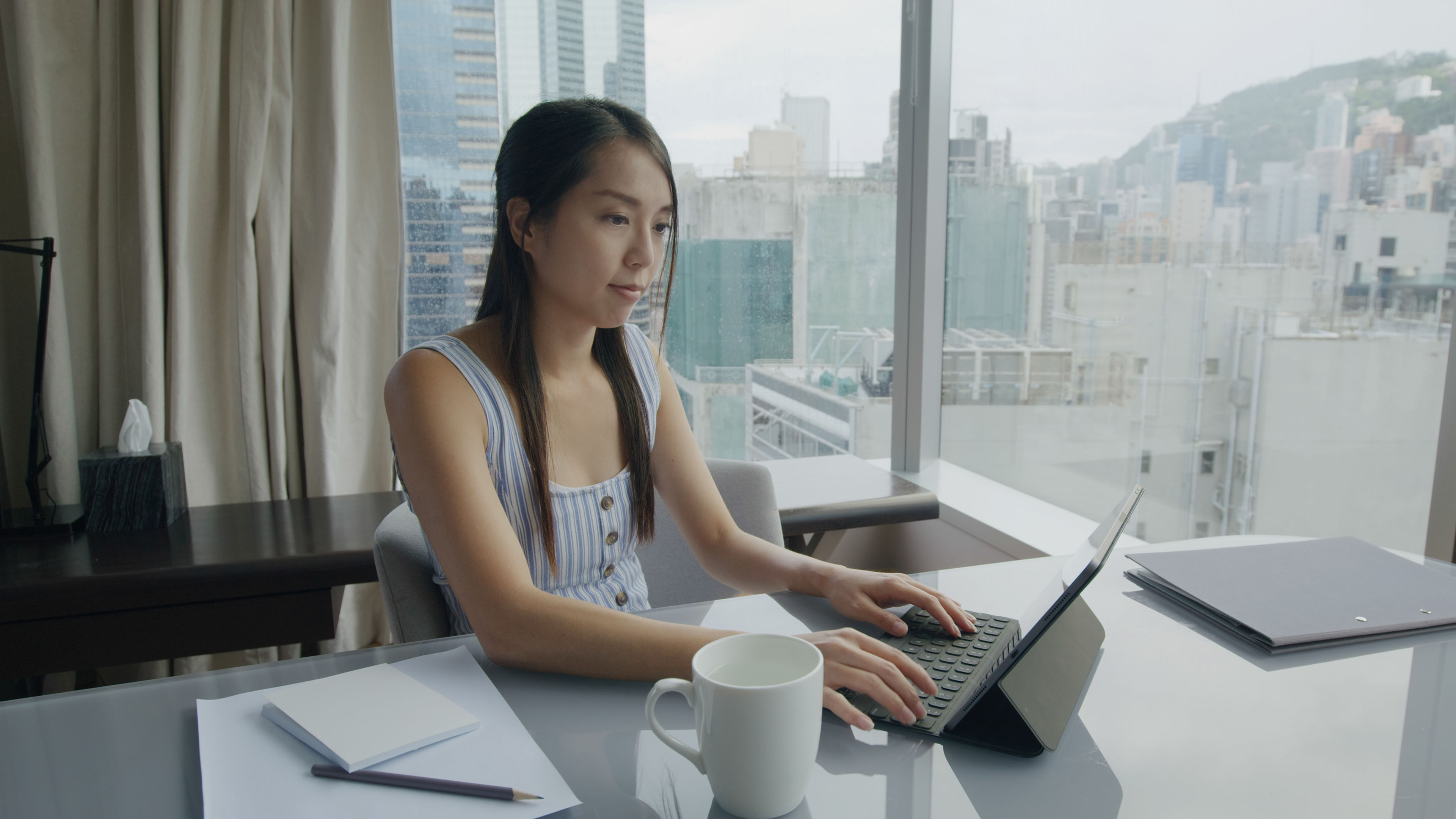 Woman work on tablet at office 