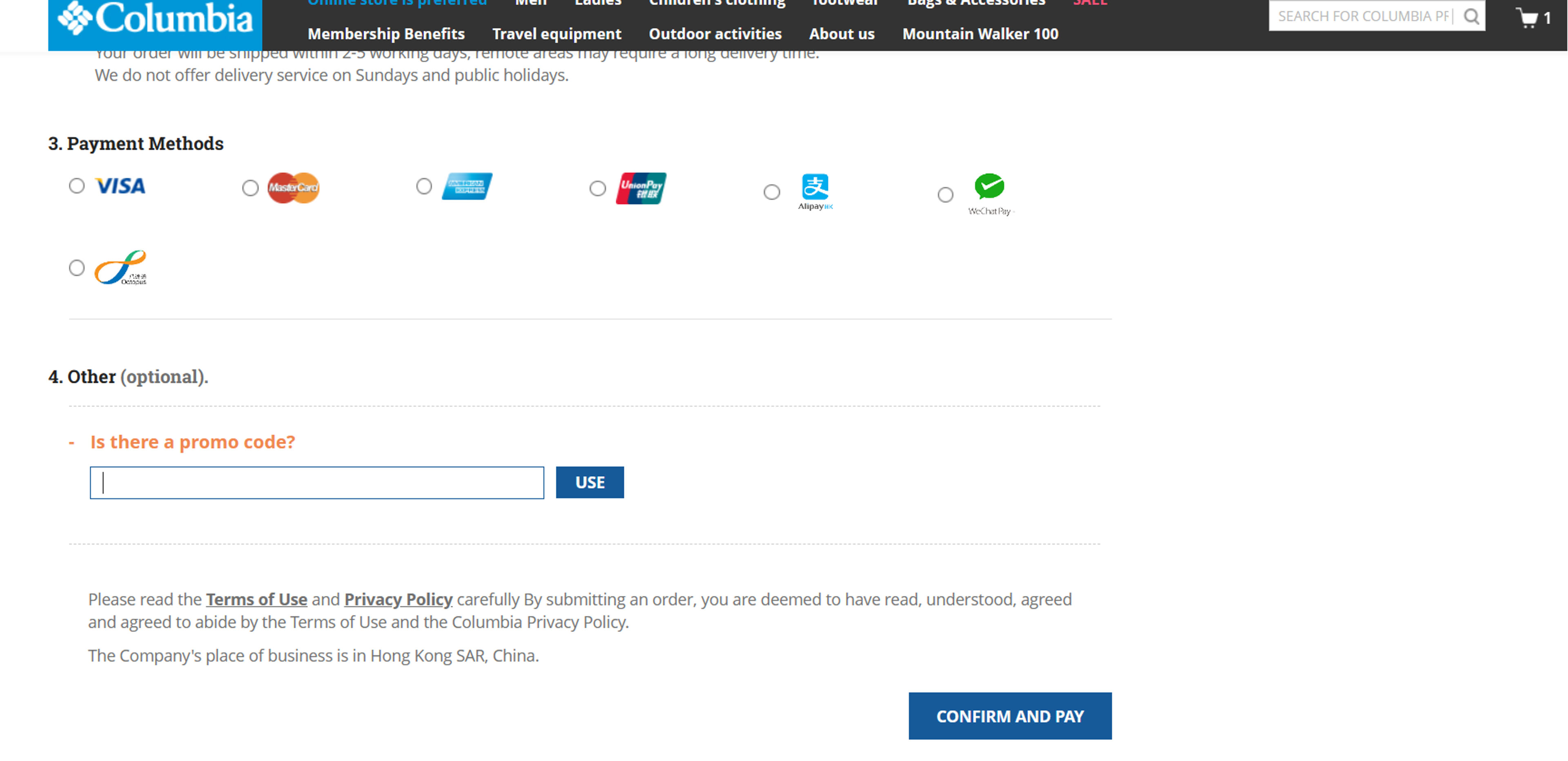 How to use coupon for Columbia
