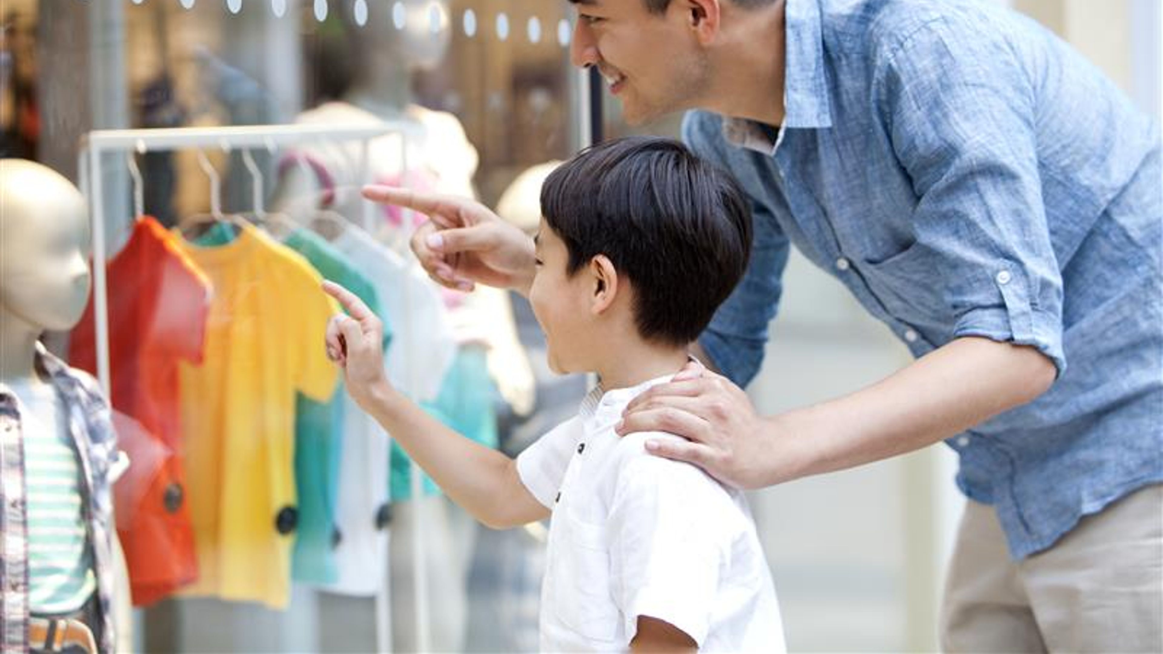A father and a son shopping 