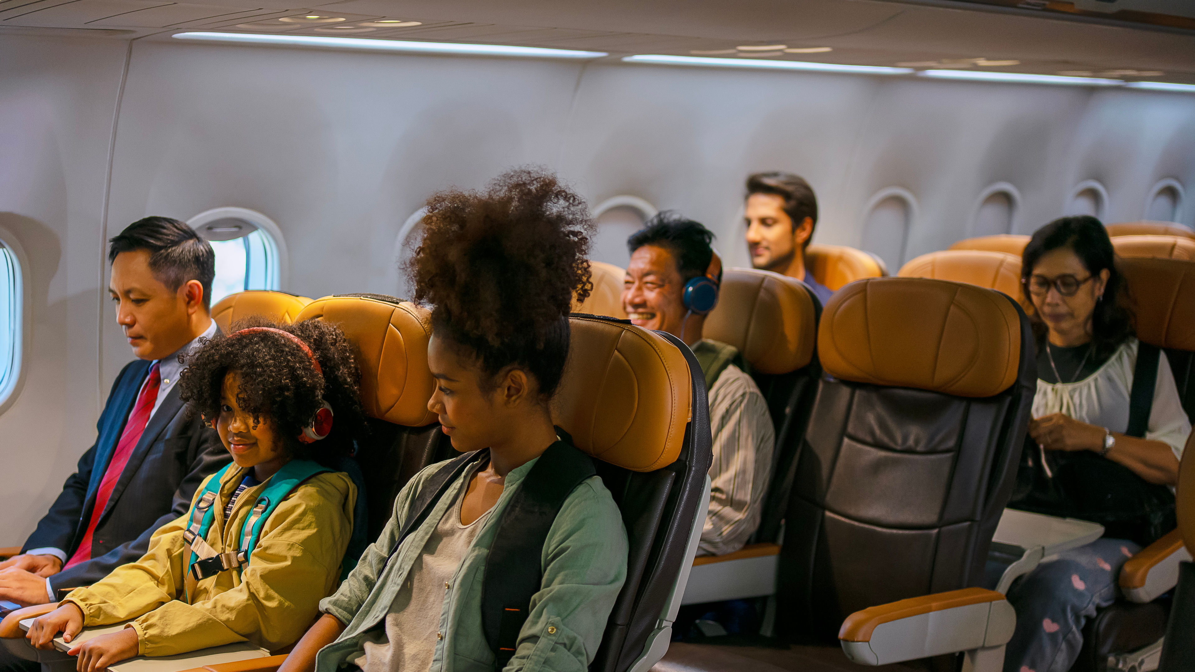 Airplane Interior With Passengers