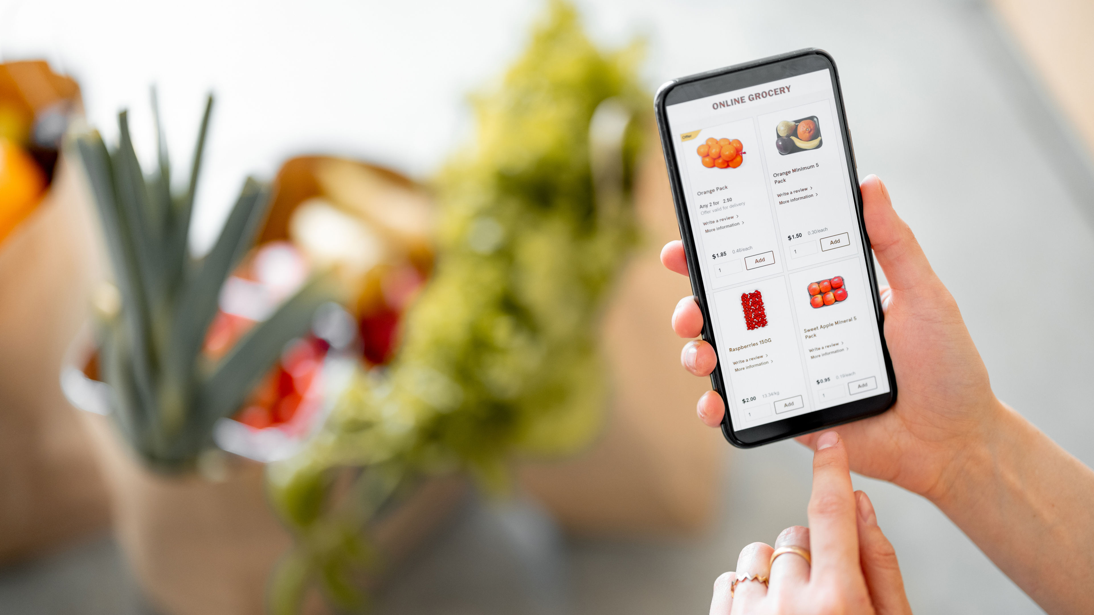 Shopping groceries online using mobile phone 