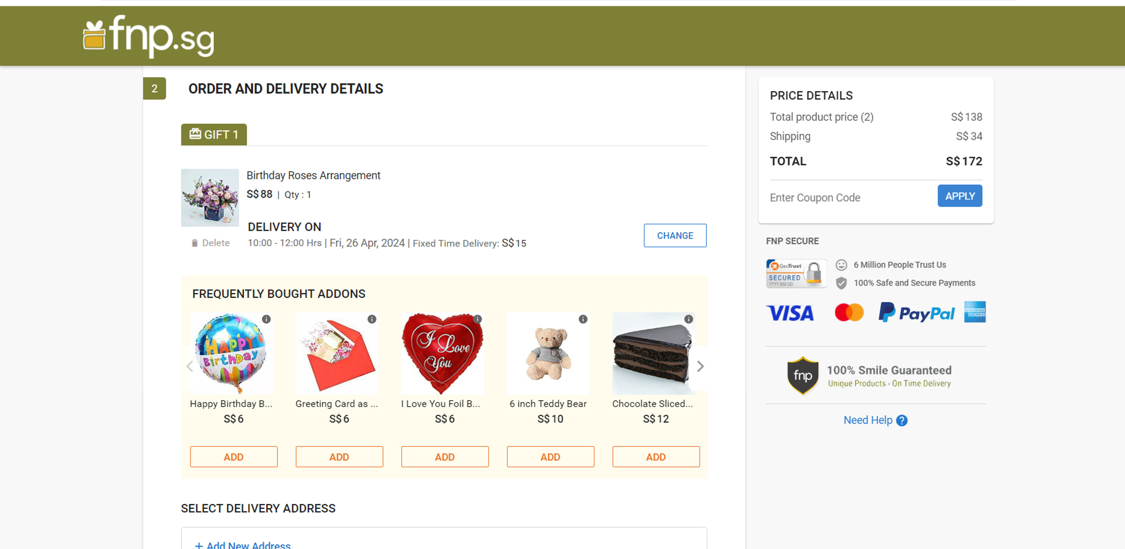 How to use coupon for FNP.Sg