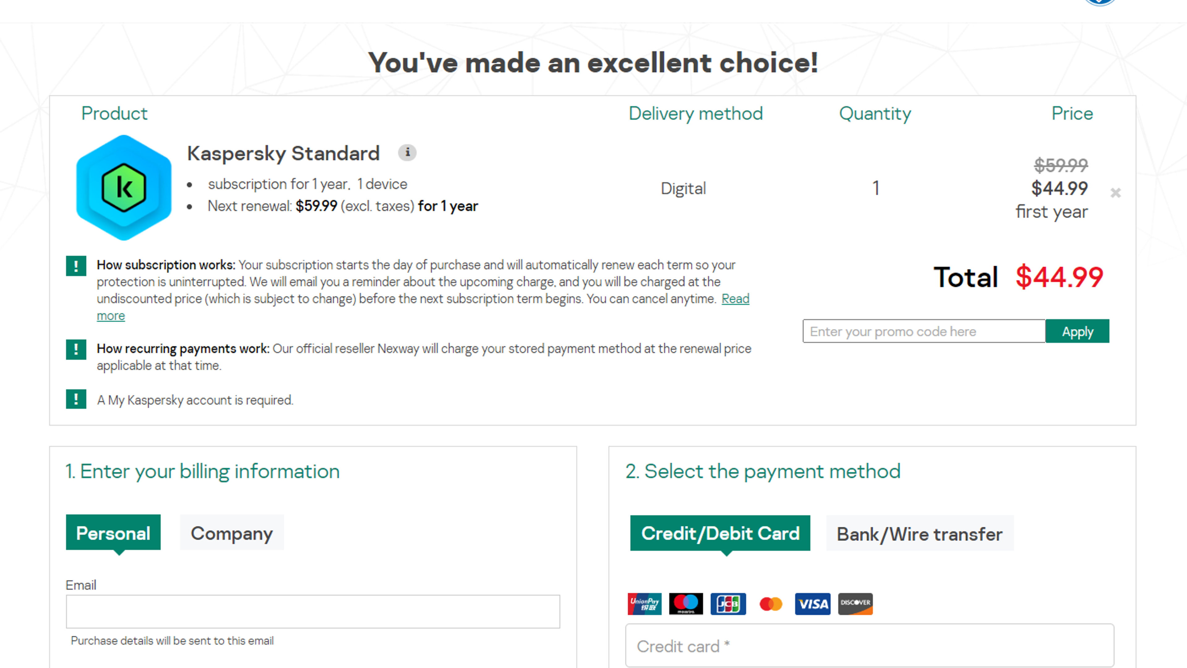 How to use coupon for Kaspersky