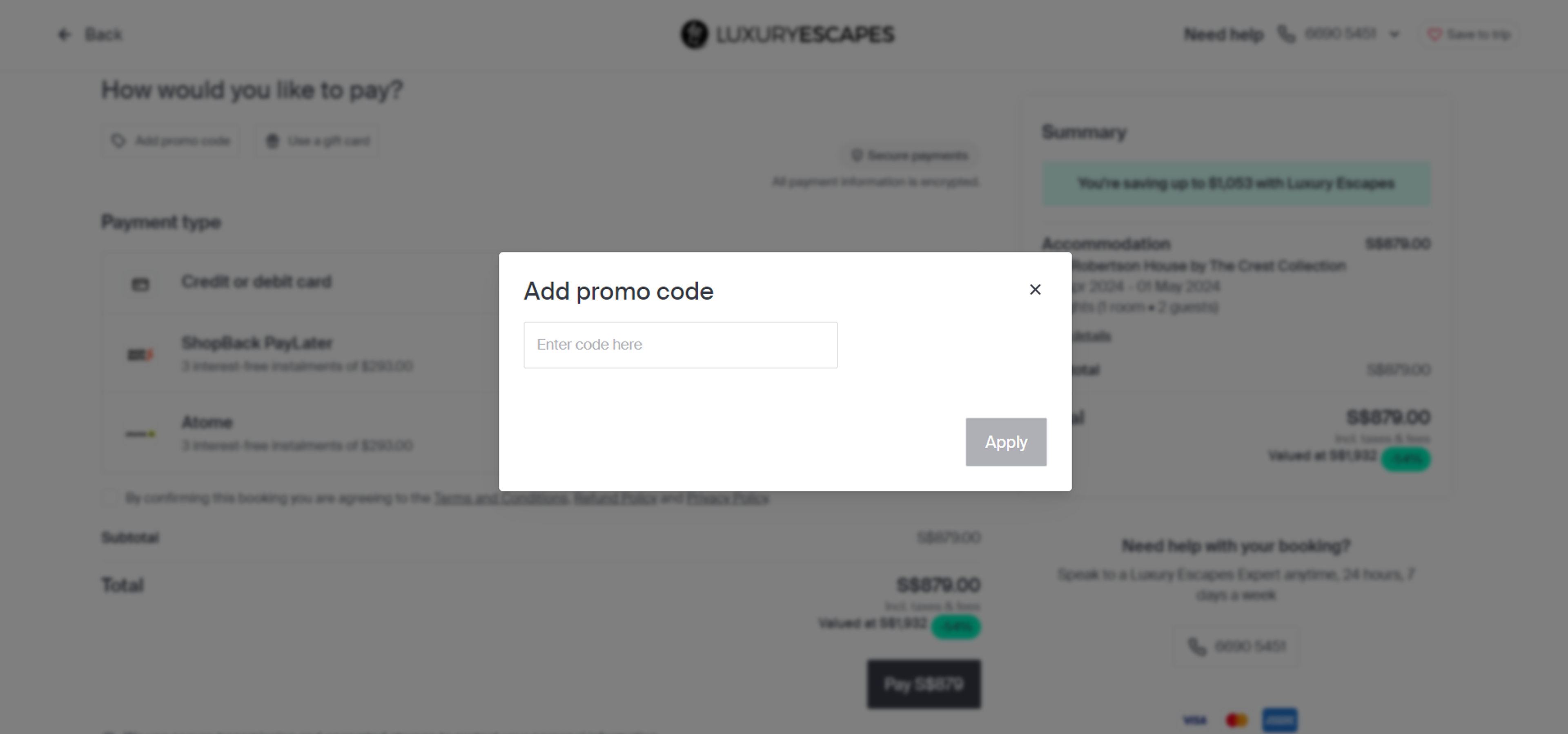 How to use coupon for Luxury Escapes
