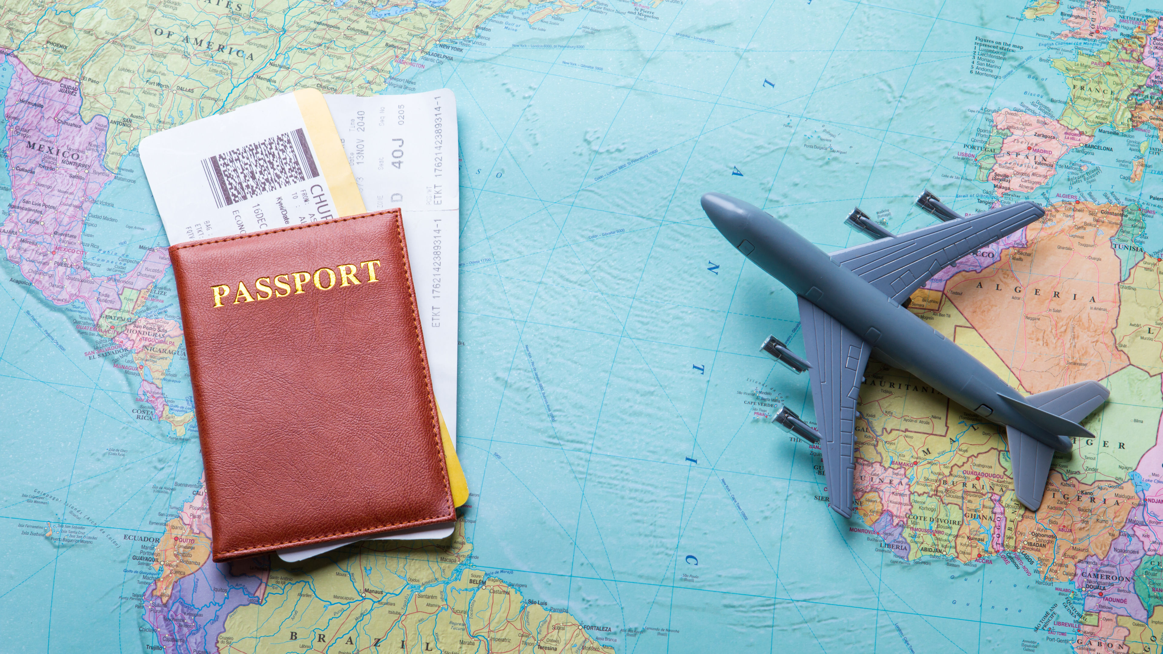 Toy plane and passport
