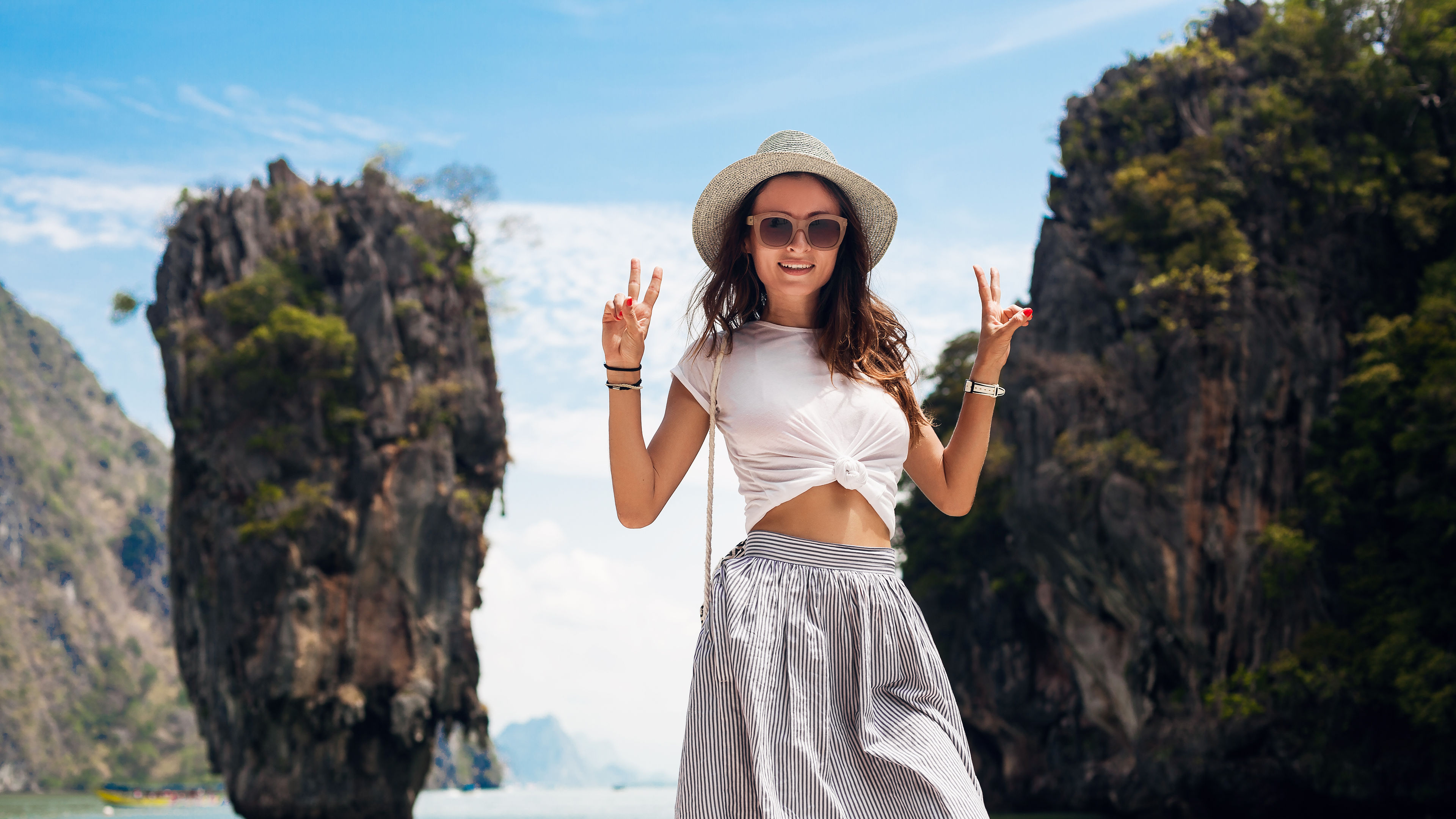 young beautiful woman traveling in thailand