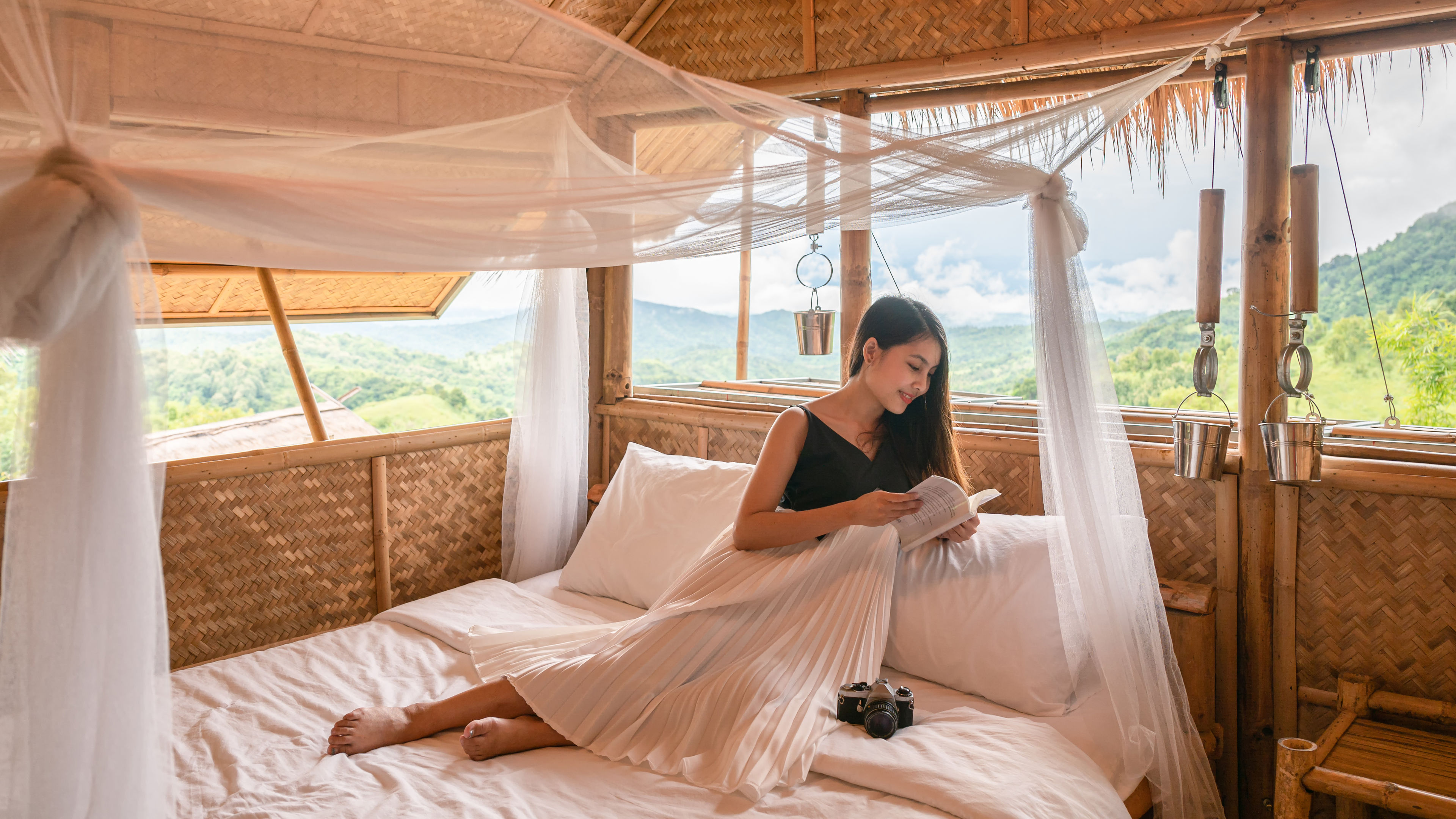 Beautiful young asian woman resting