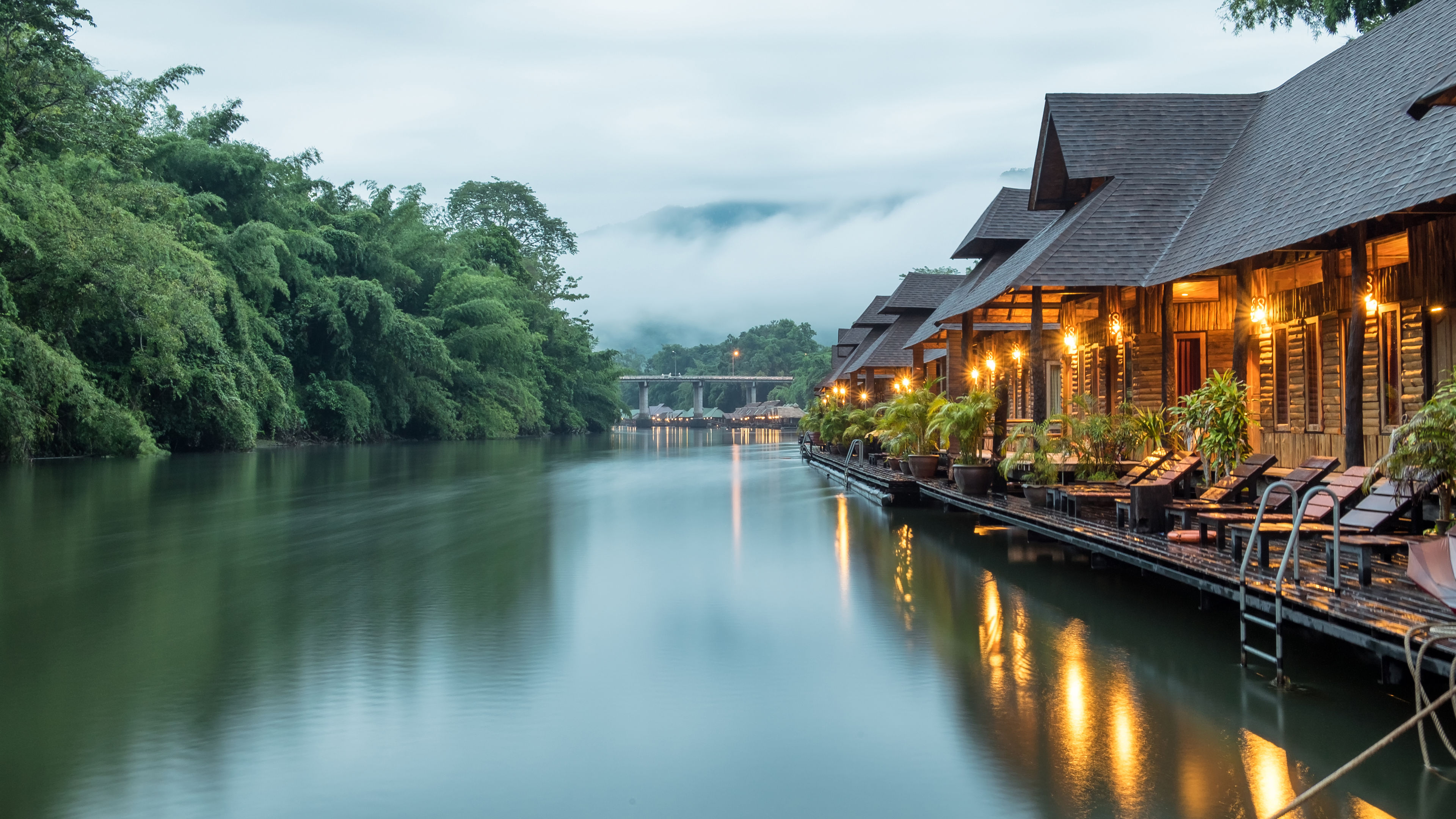 Resort wooden house floating