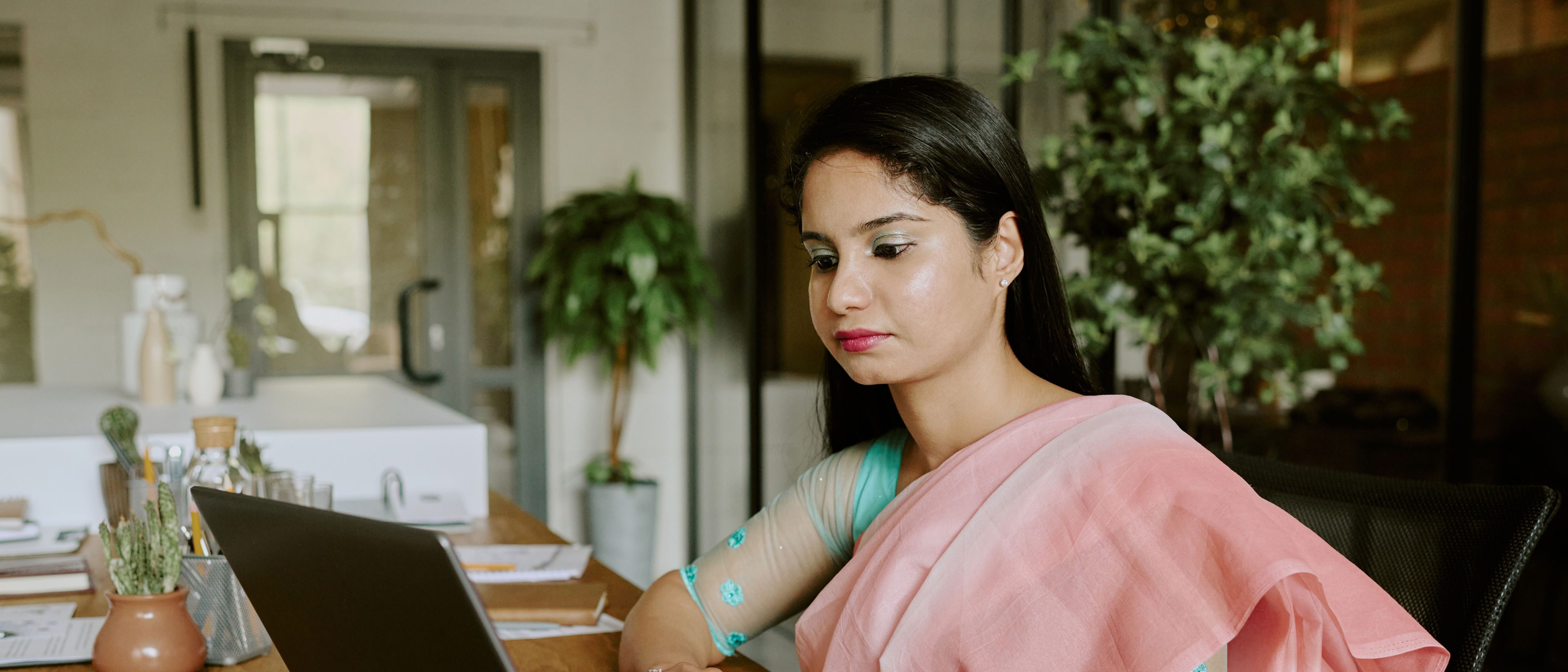 Woman working with the laptop