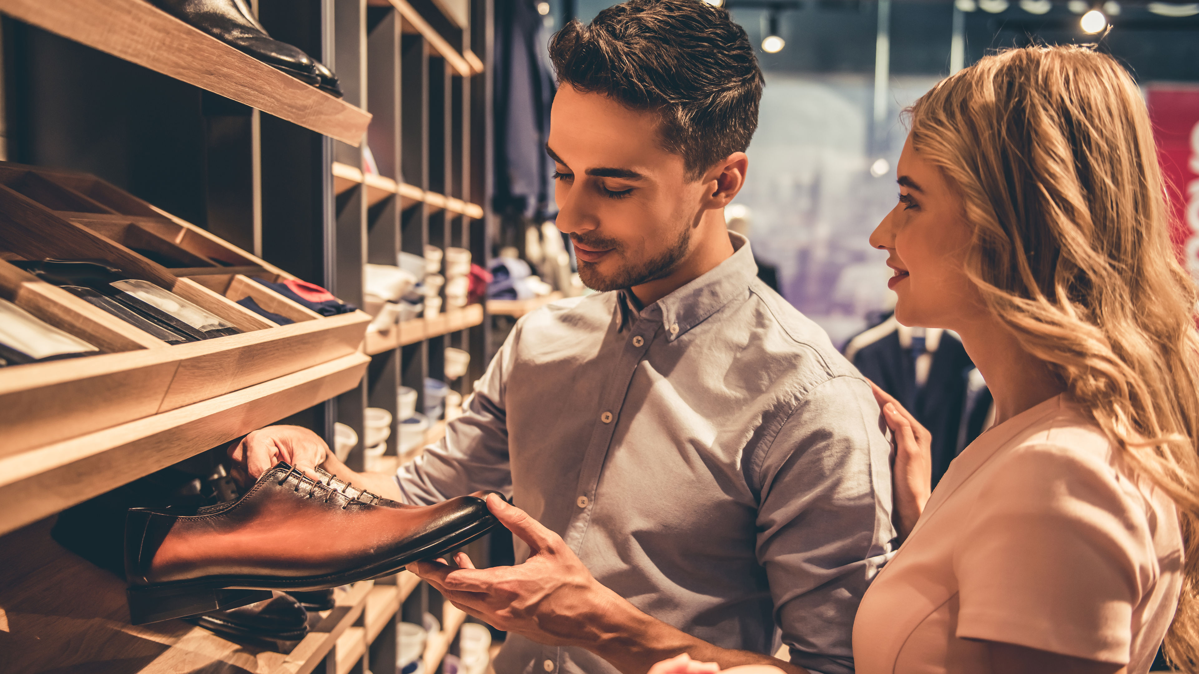 Couple shopping for shoes