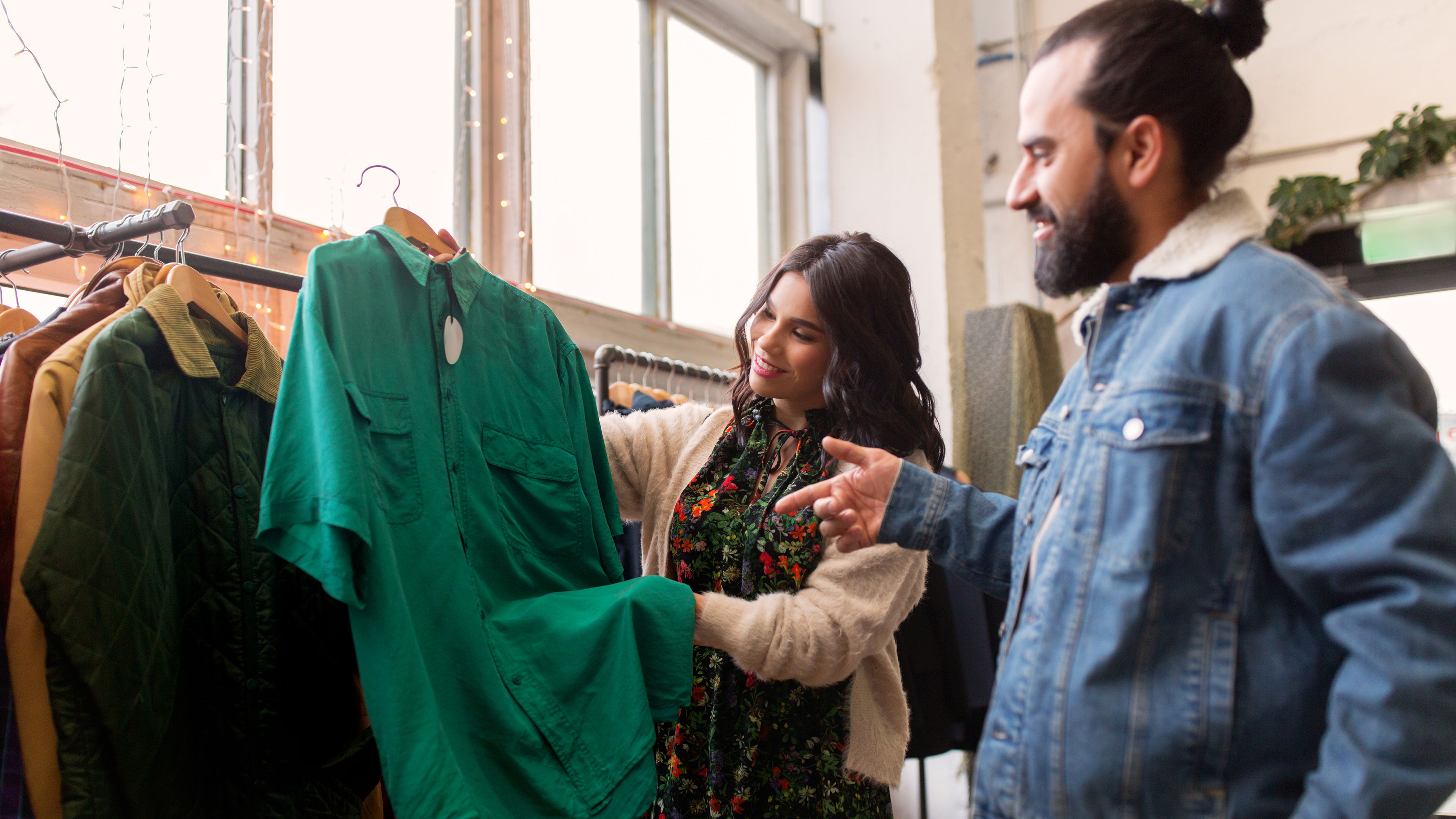 Couple buying clothes