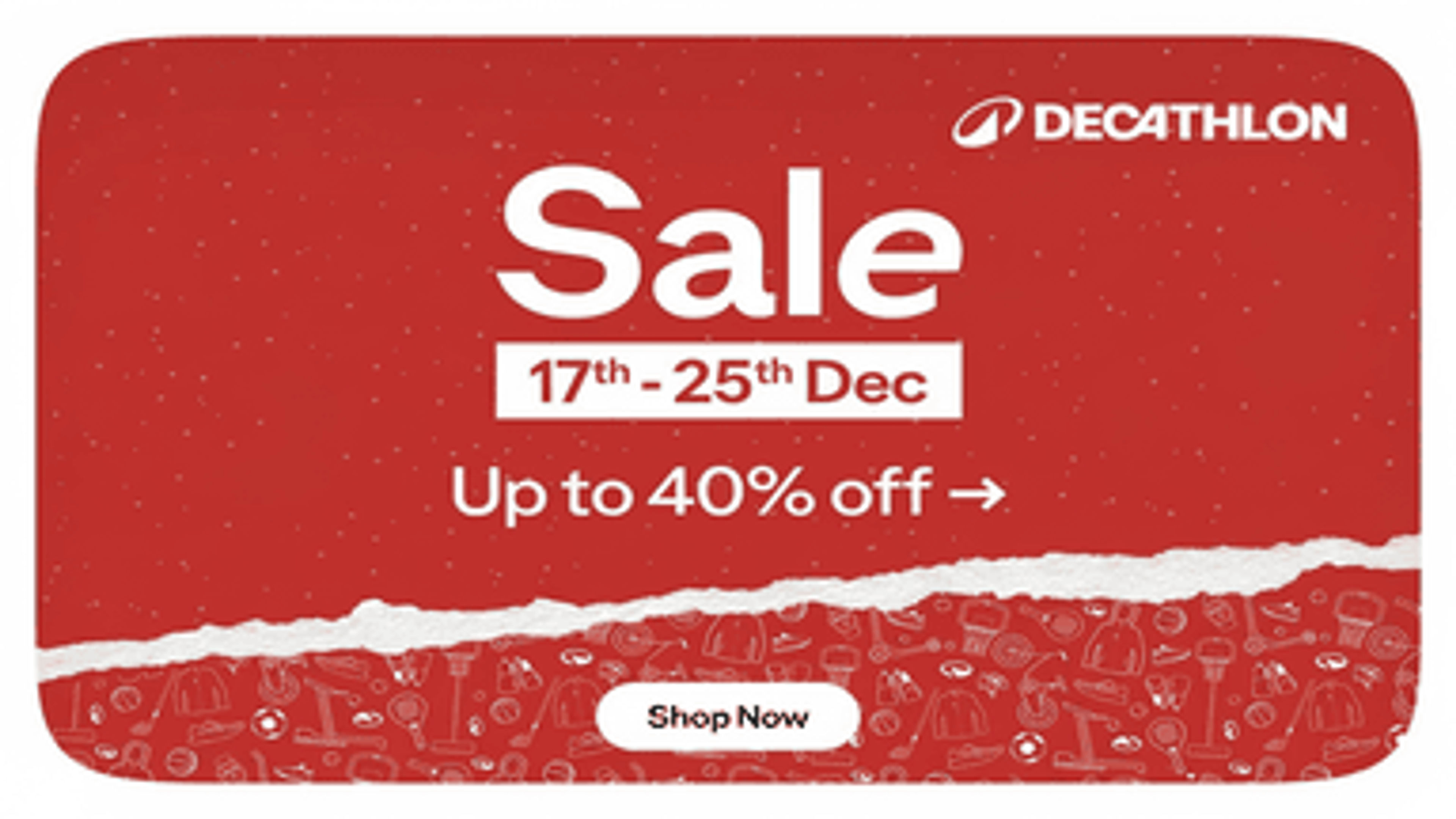 Decathlone x mas offer banner image contains 40% OFF sale