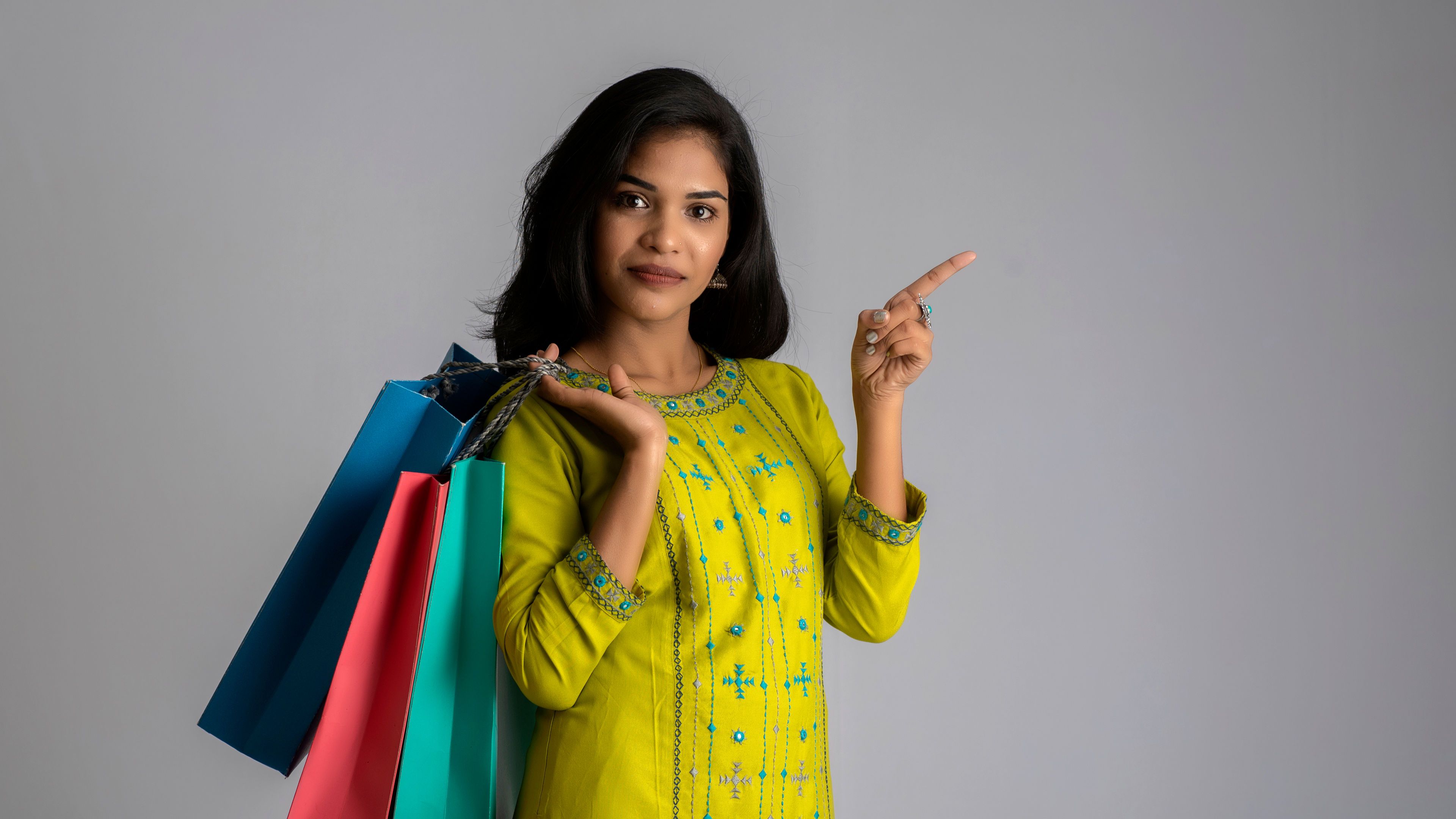A woman with shopping bags