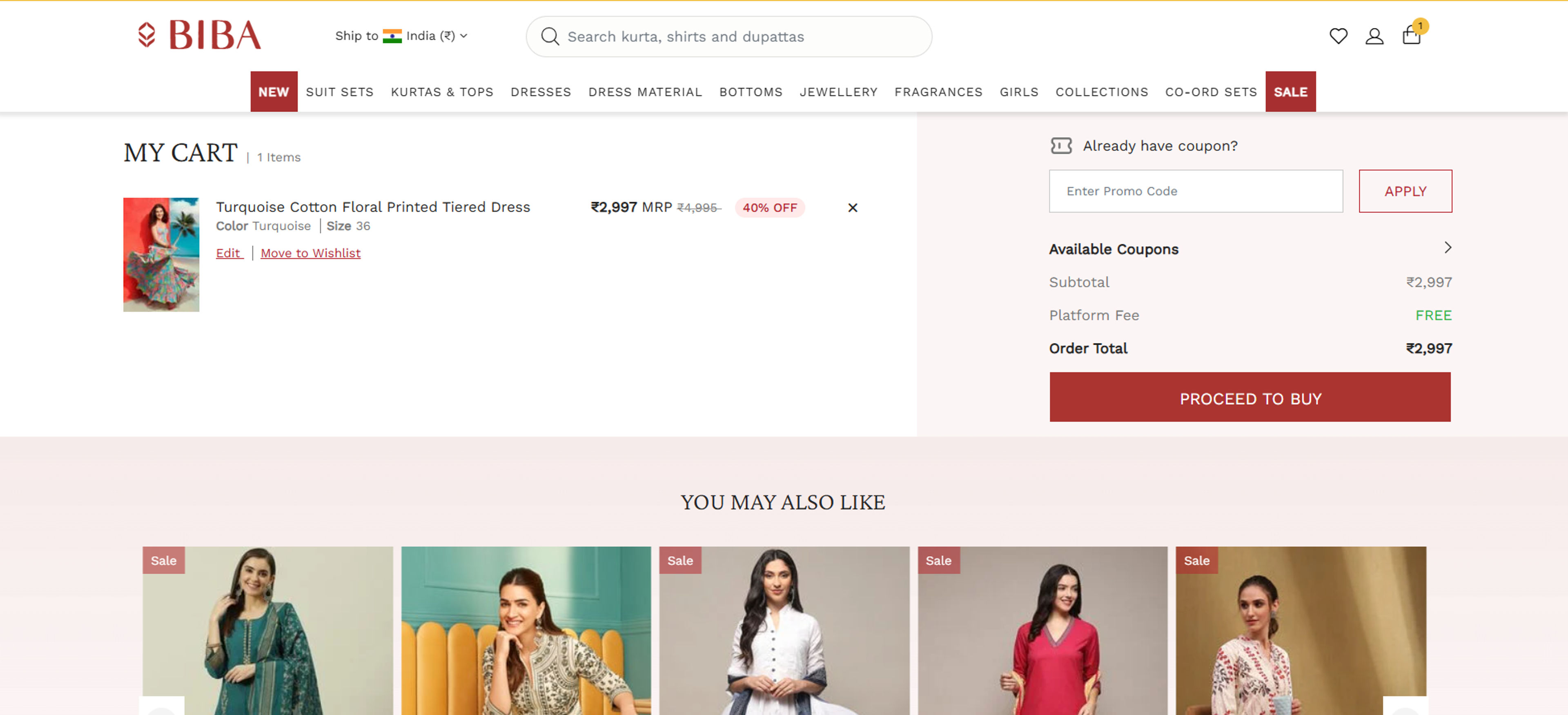 How to use coupon for Biba