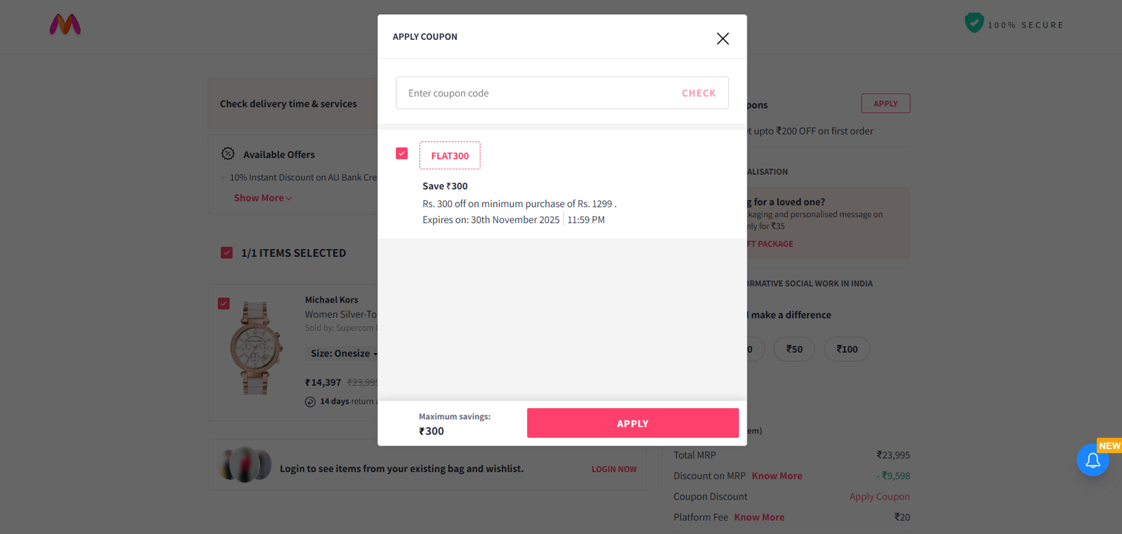 How to use coupon for Myntra