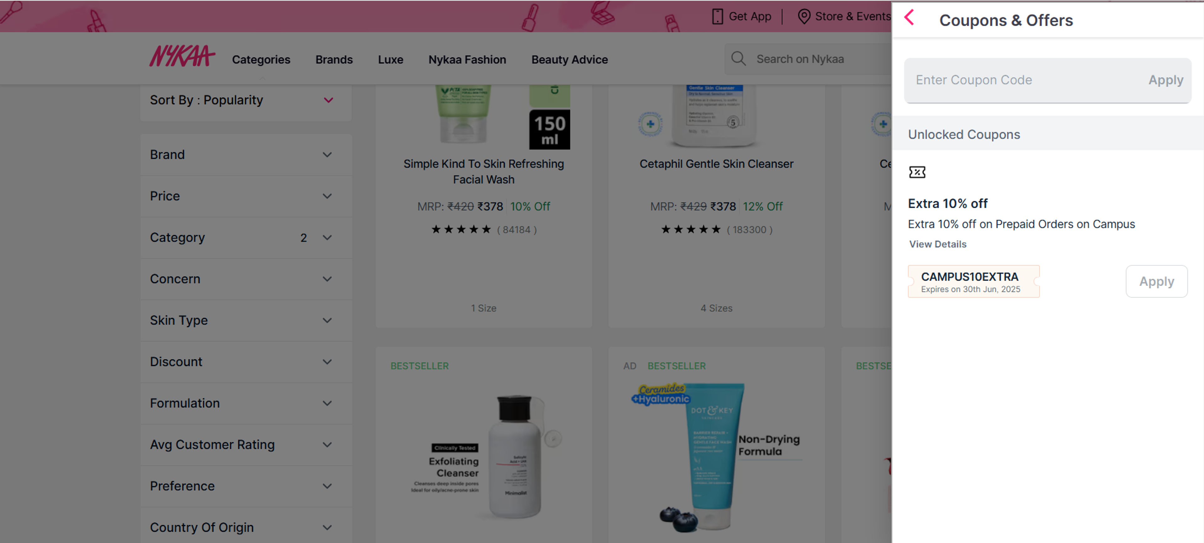 How to use coupon for Nykaa