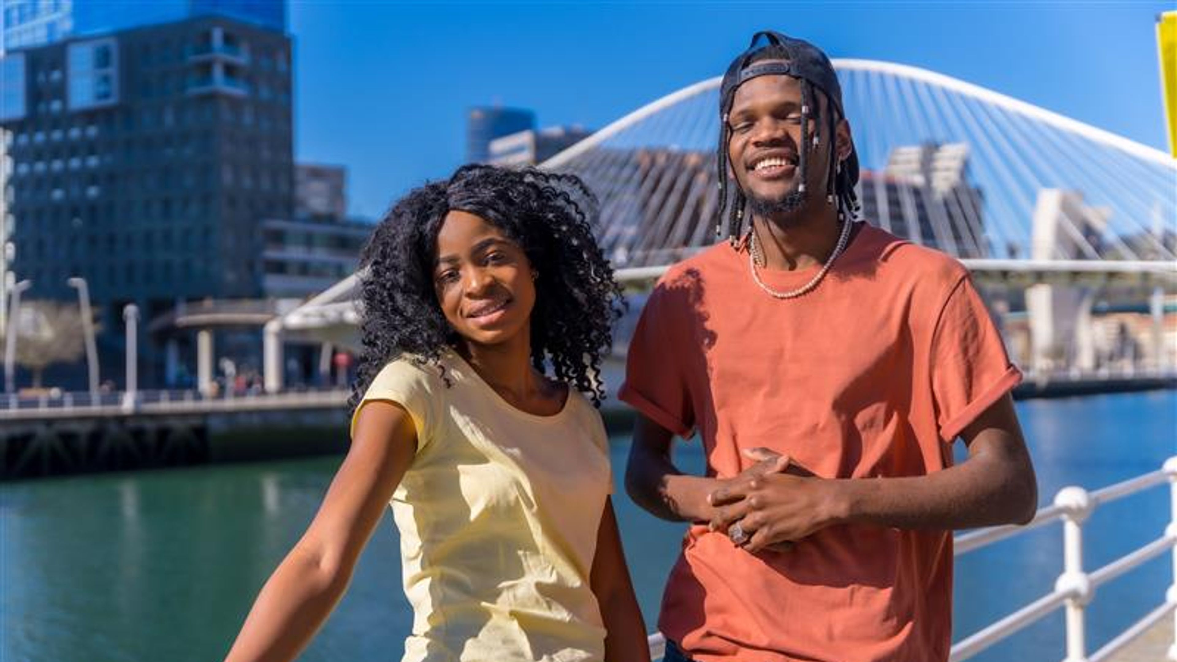 Young African couples are enjoying city