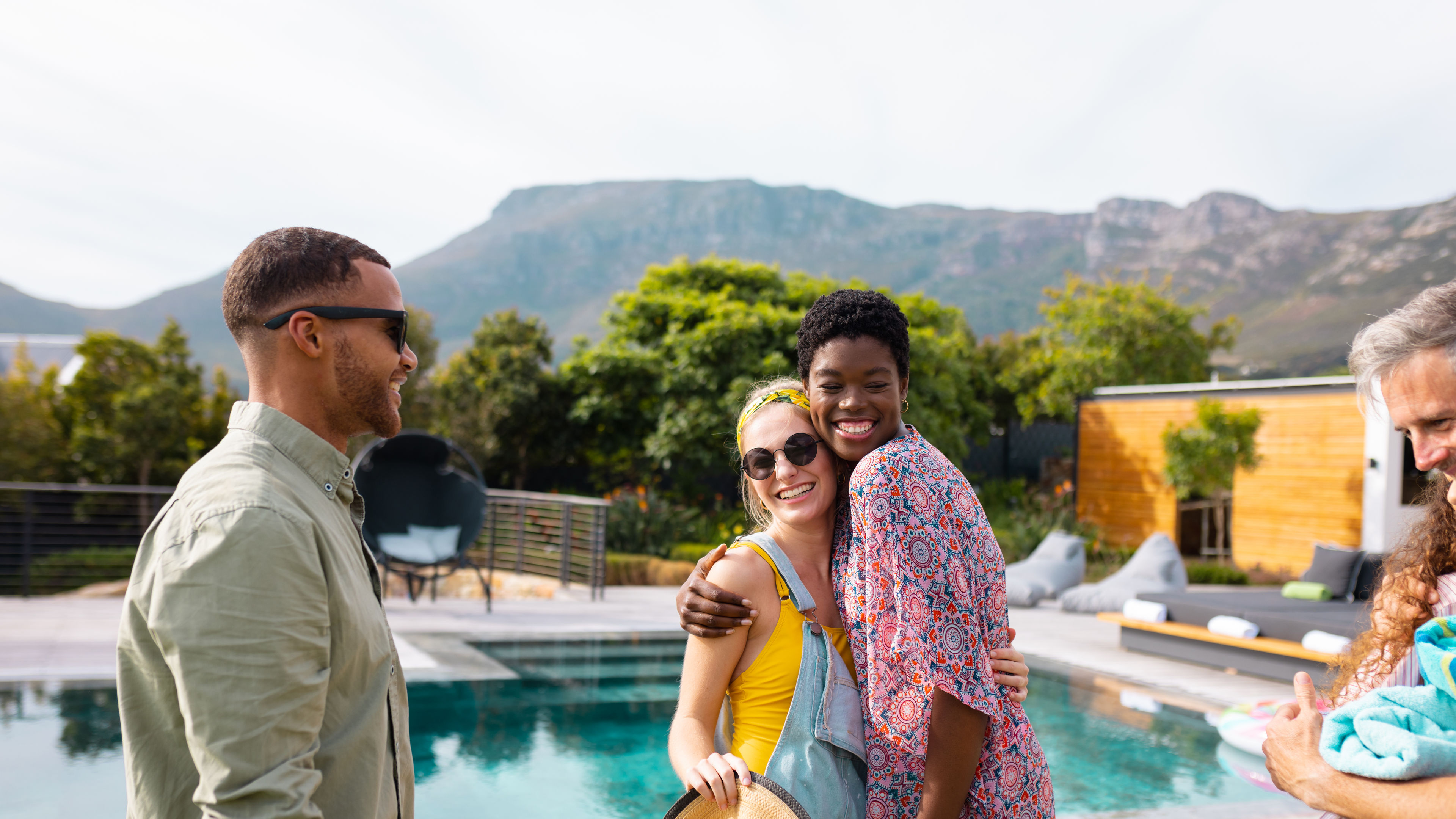 Diverse Friends enjoying staycation