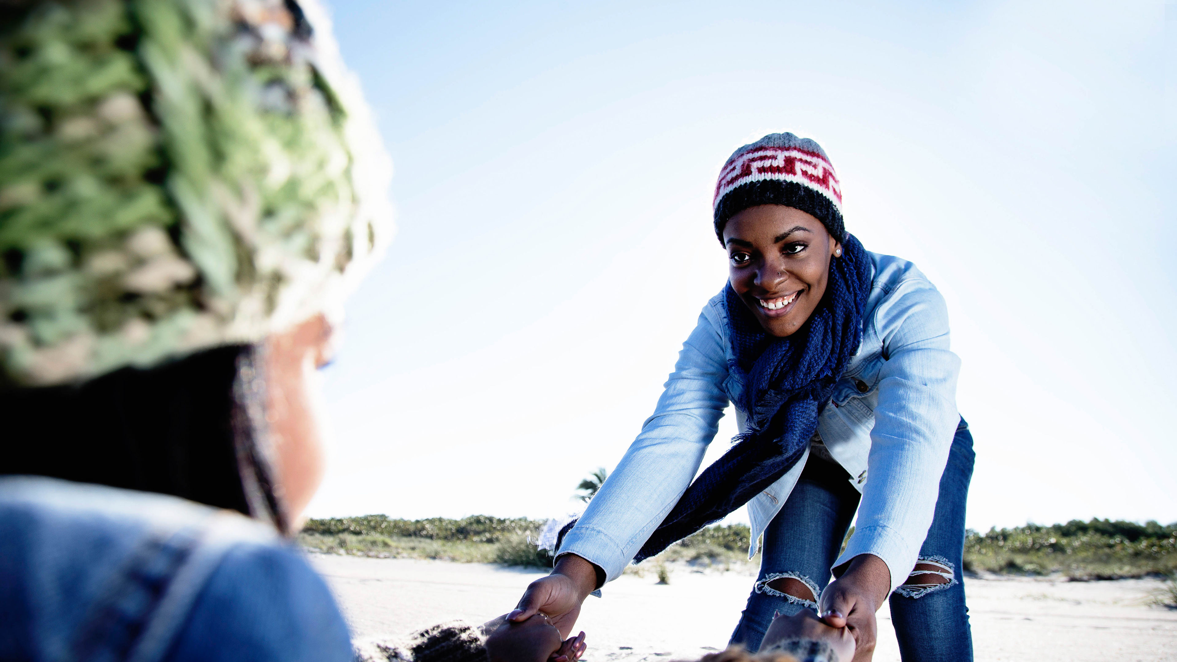 Two friends on a beach