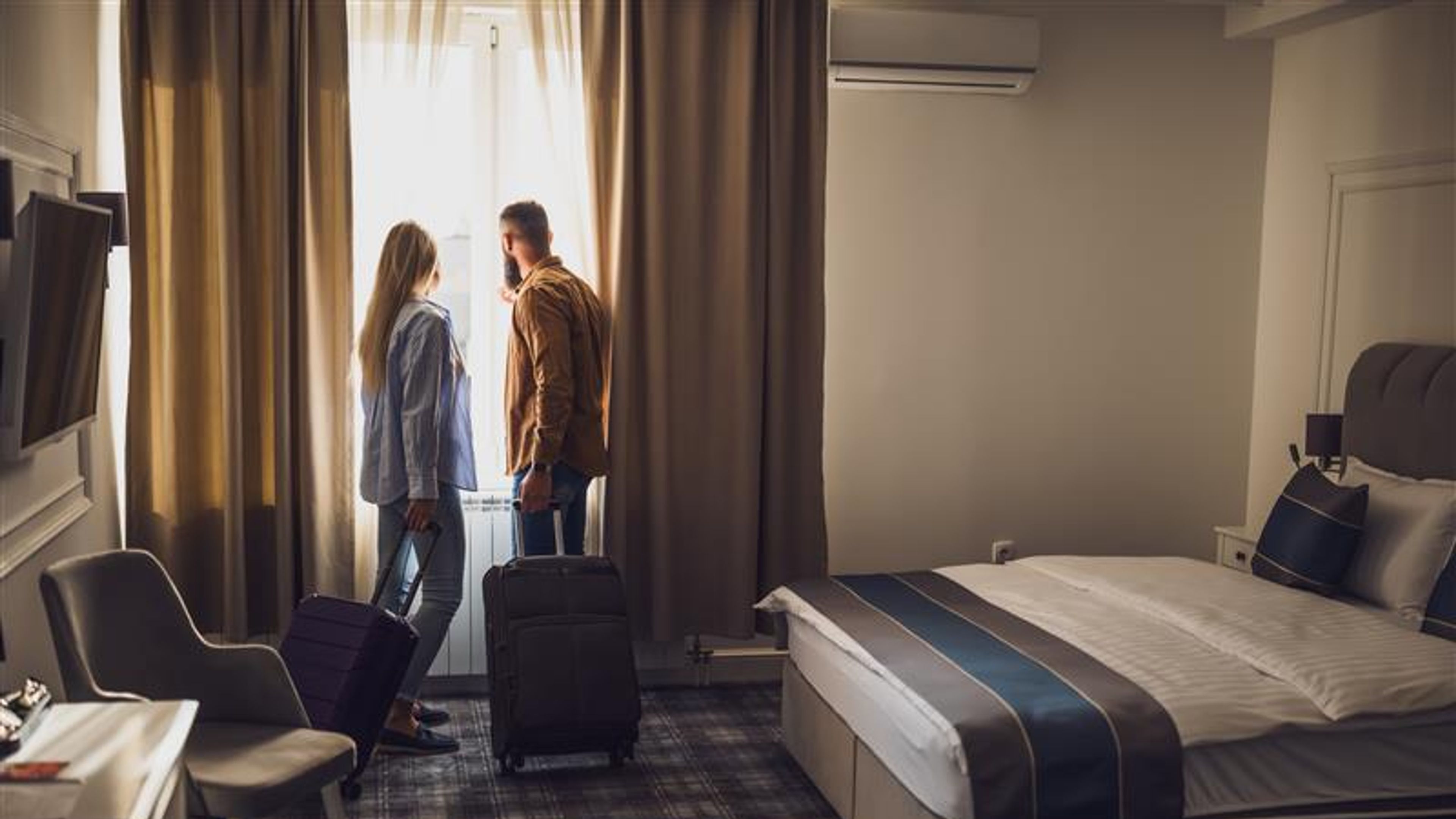 Couples in hotel room