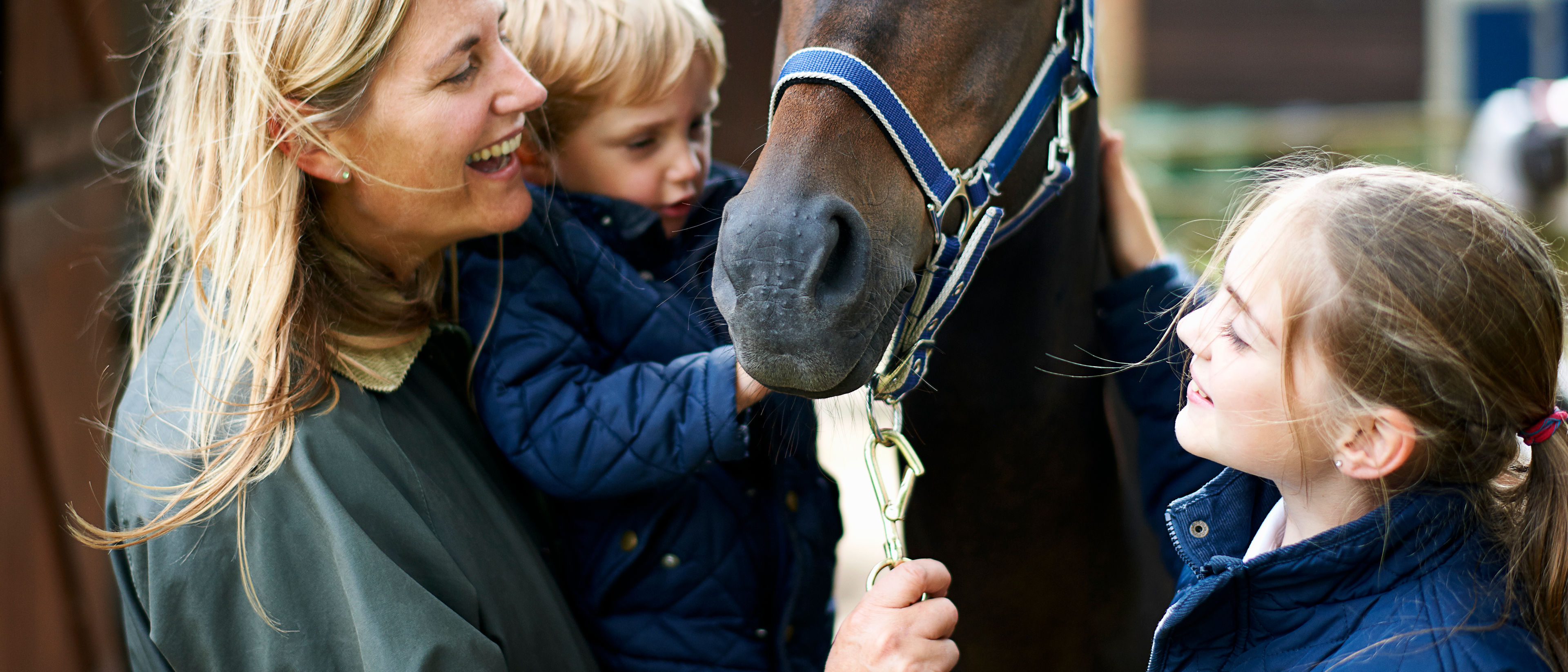 A family with a horse
