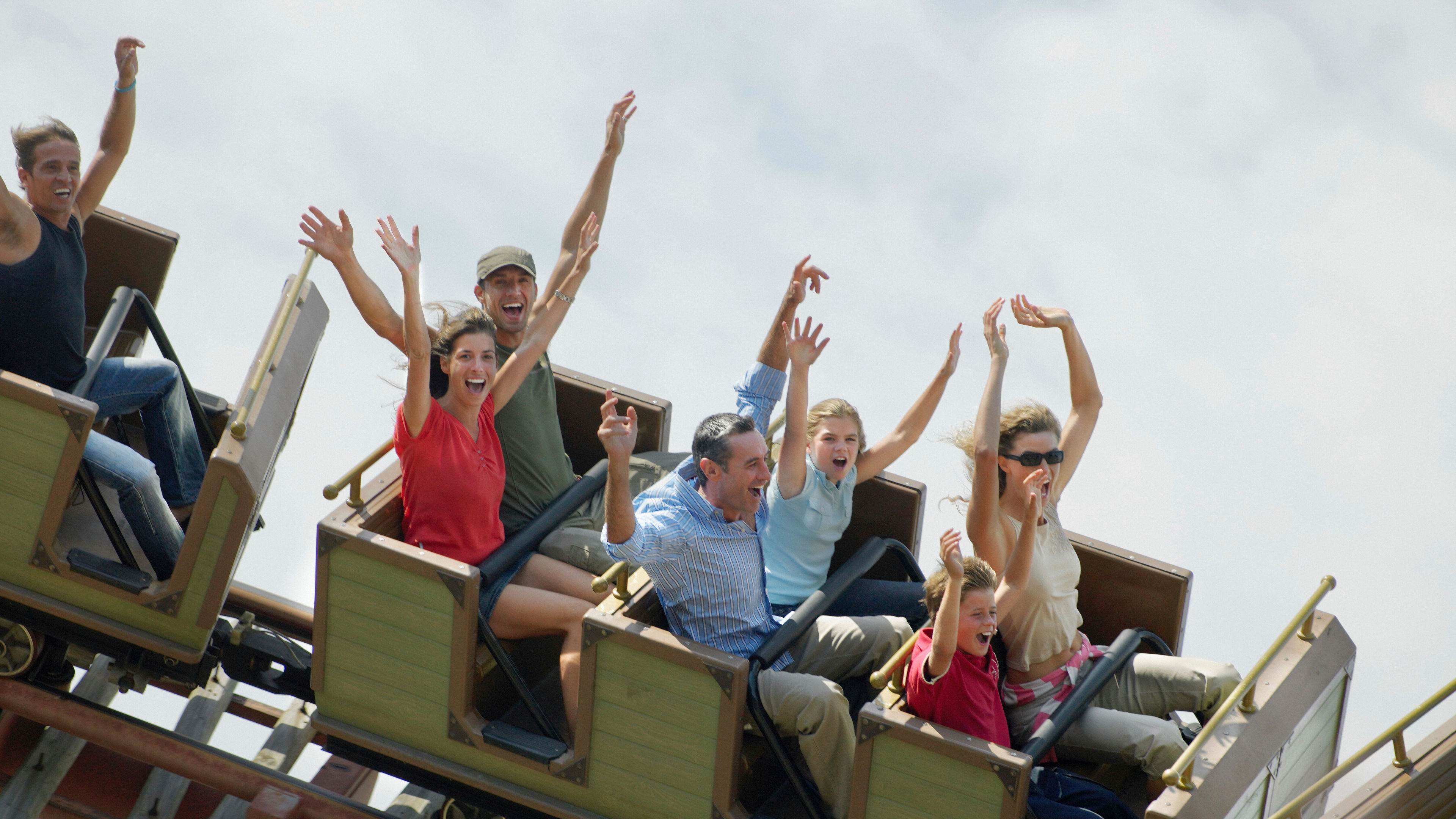 People on a rollercoaster