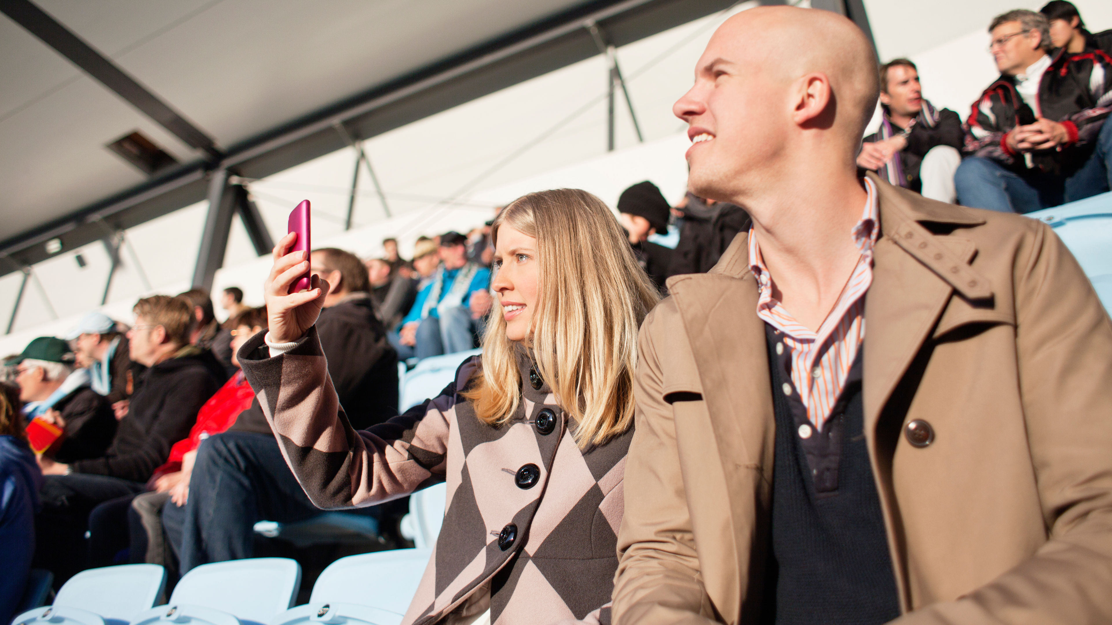 Two people in a stadium