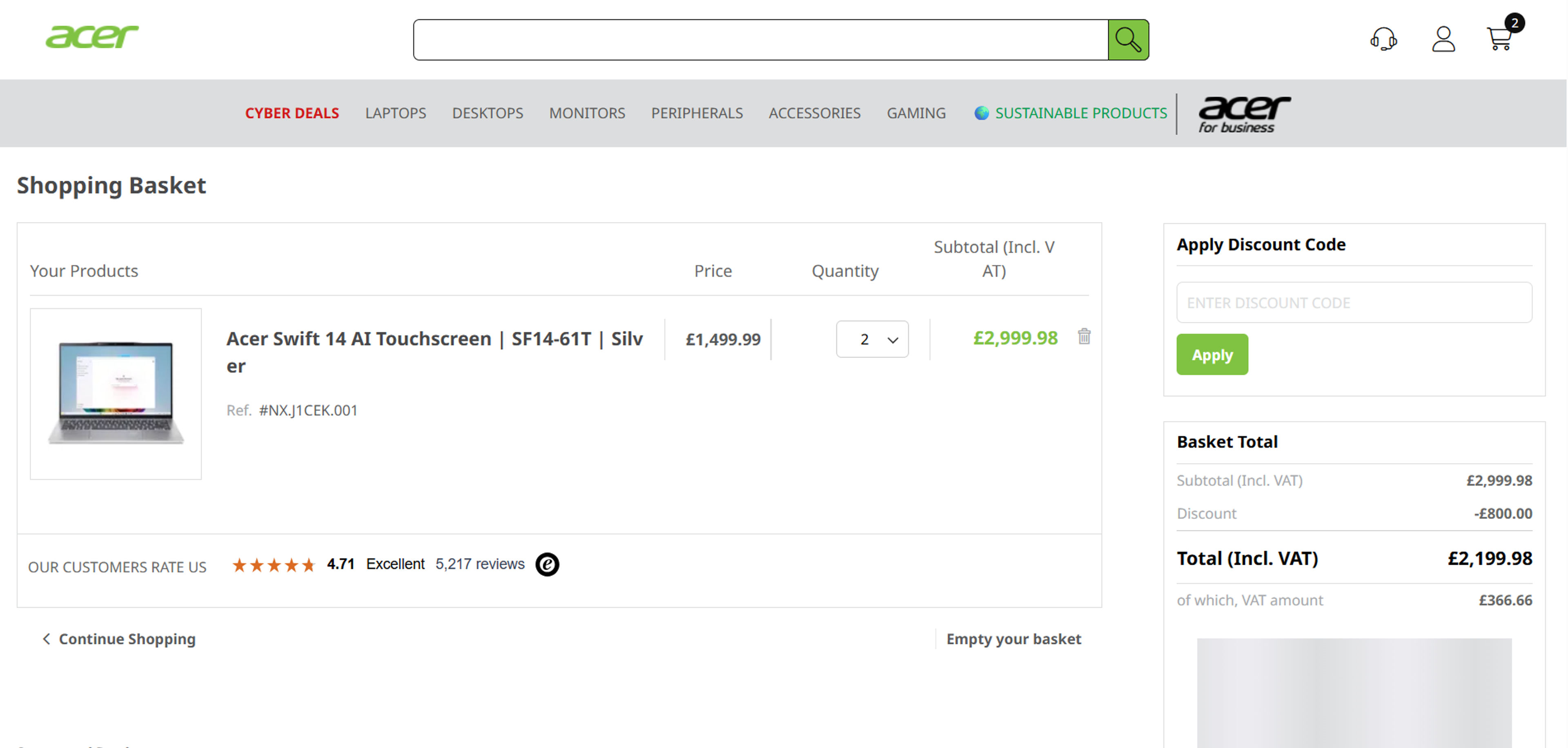 How to use coupon for Acer