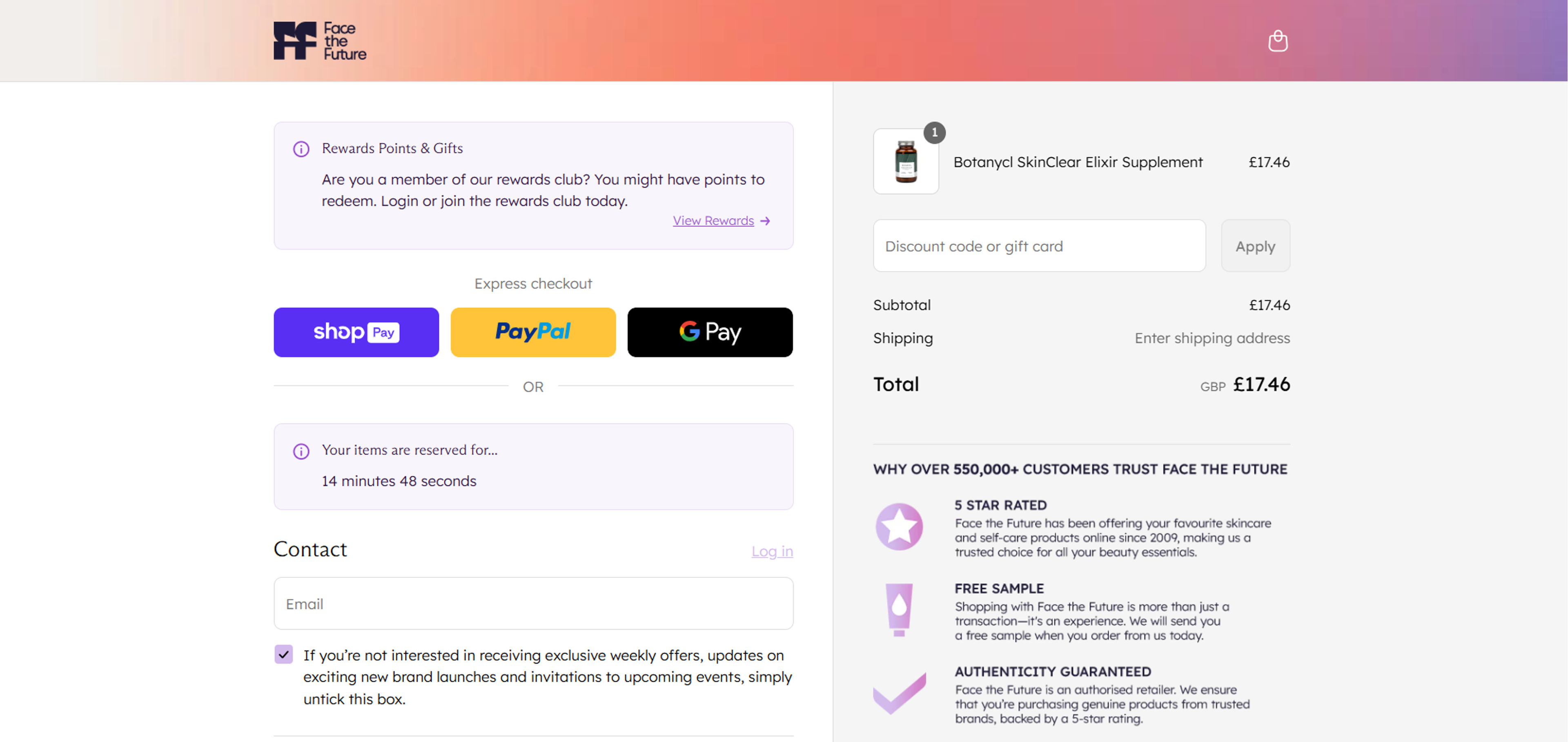 How to use coupon for Face the Future