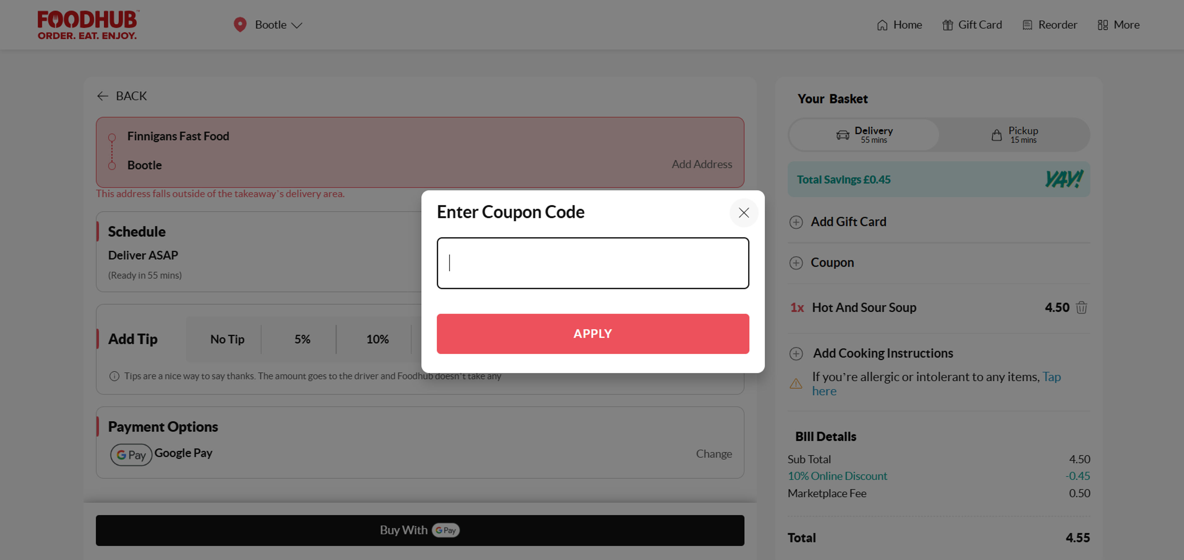 How to use coupon for Foodhub