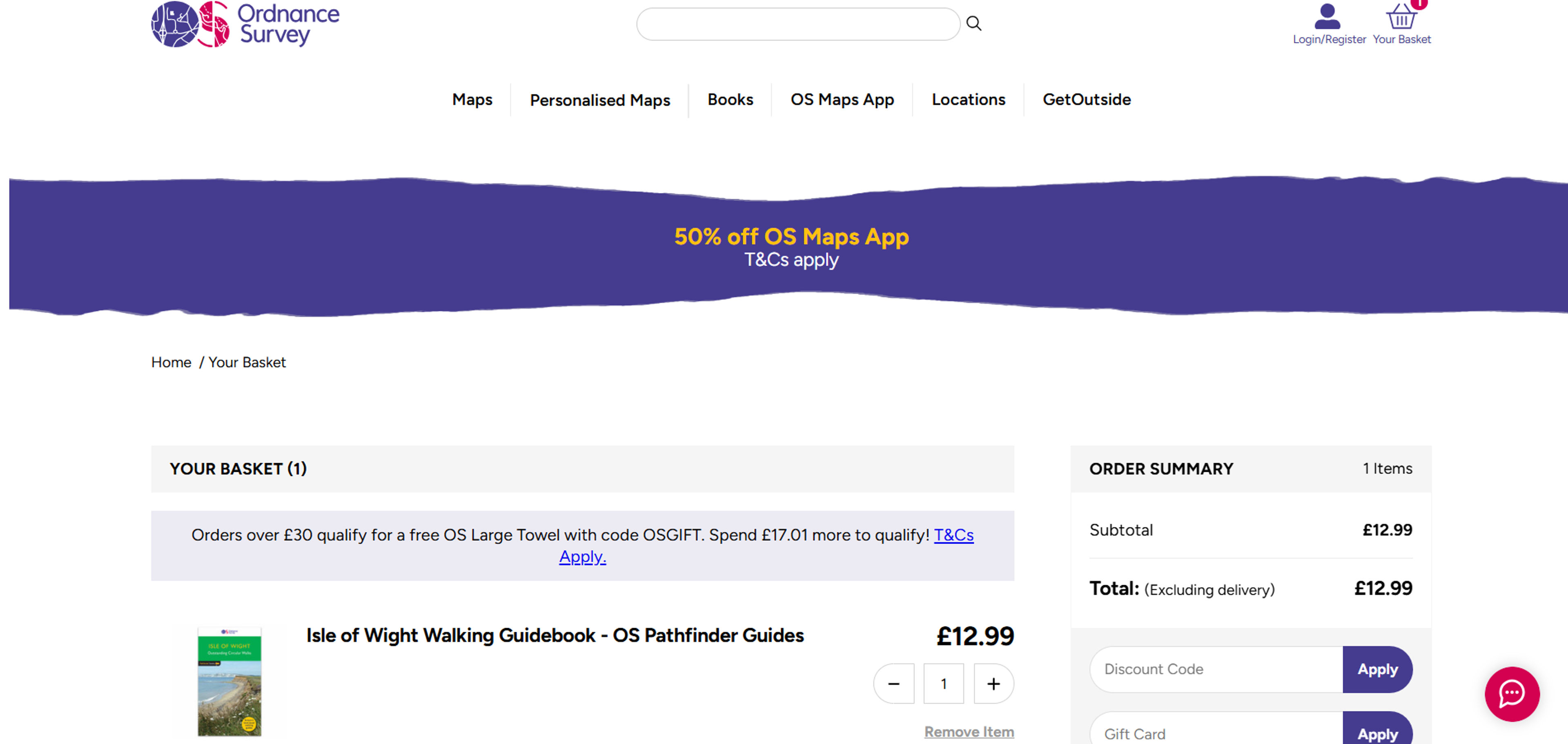 How to use coupon for Ordnance Survey