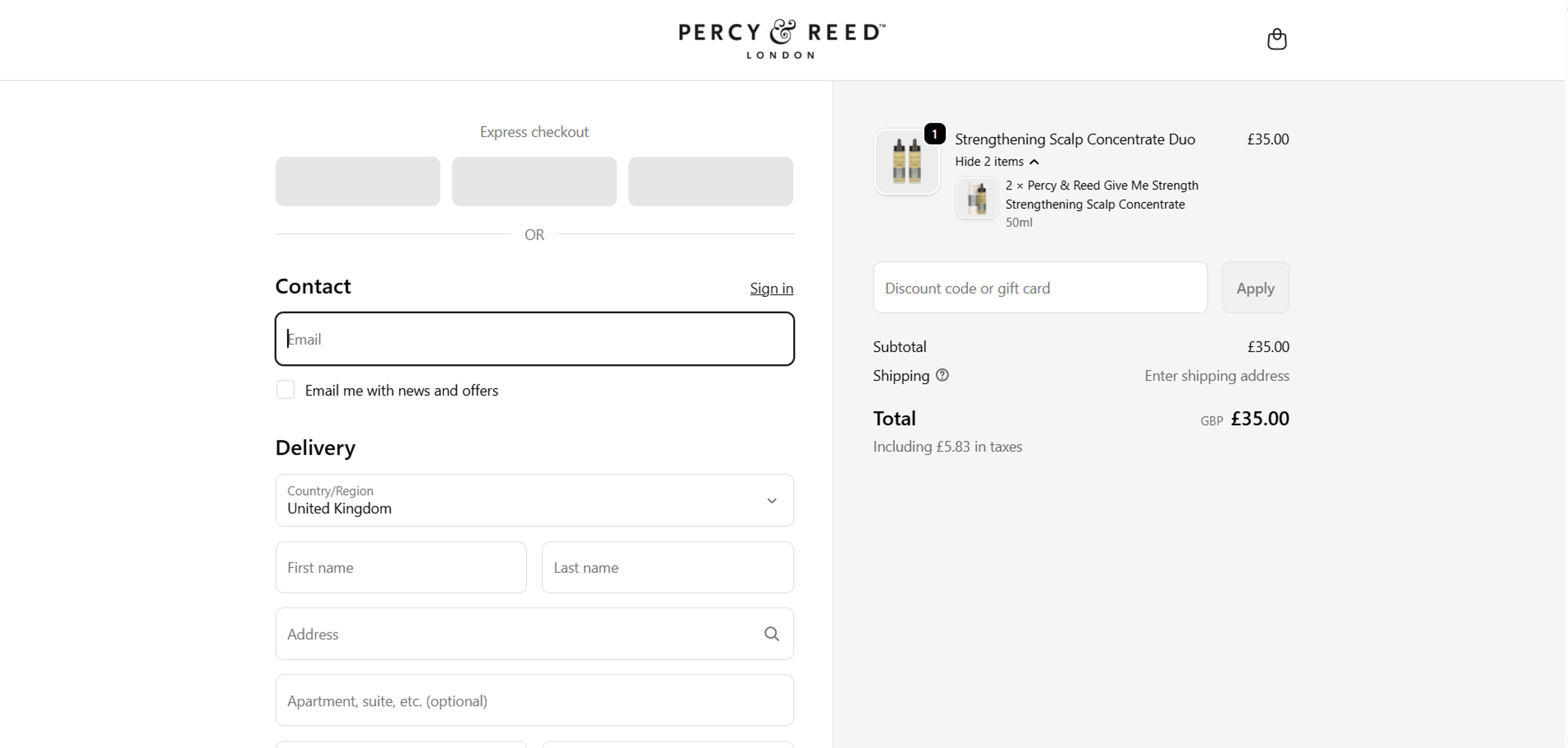 How to use coupon for  Percy and Reed