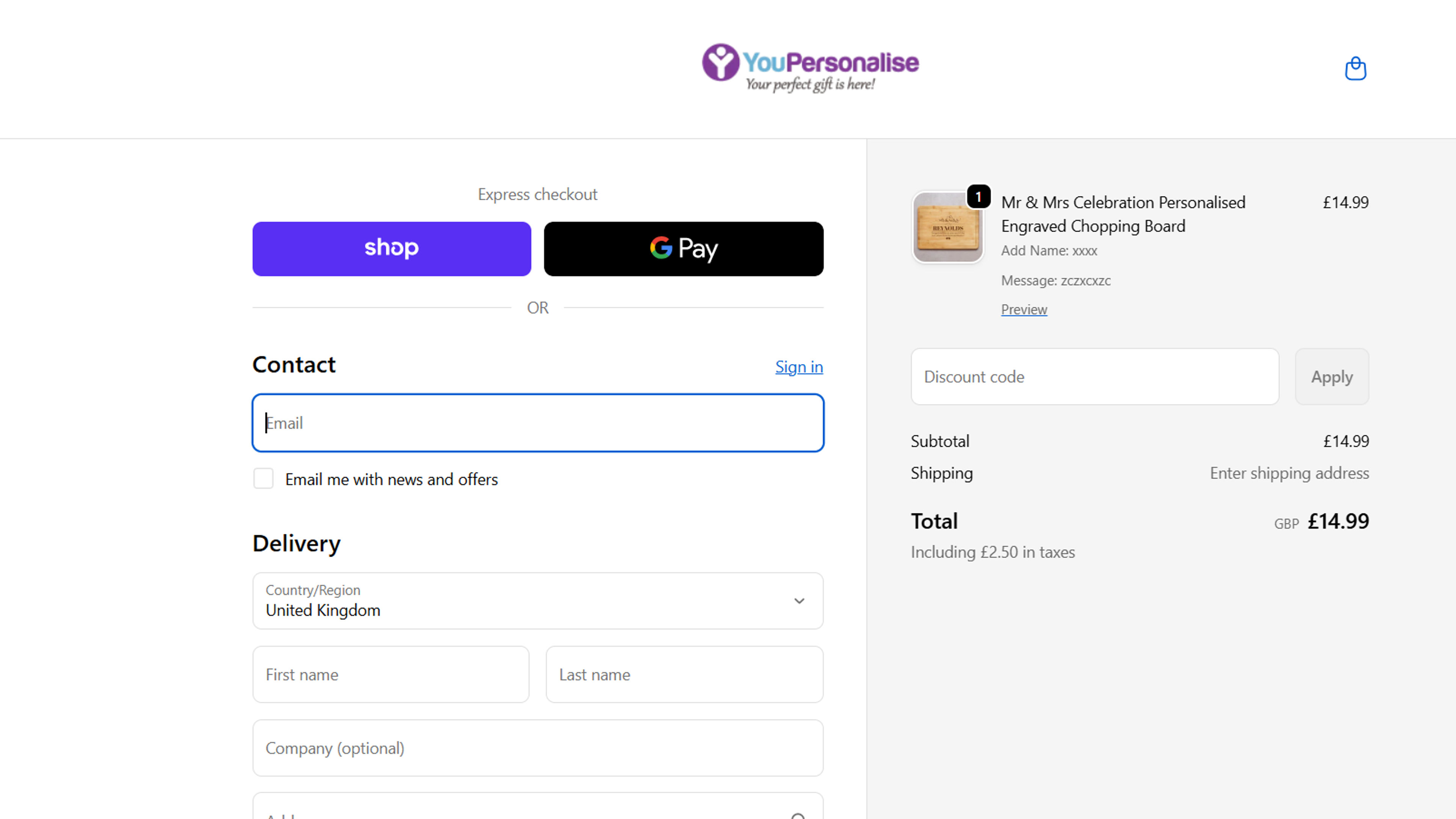 How to use coupon for YouPersonalise